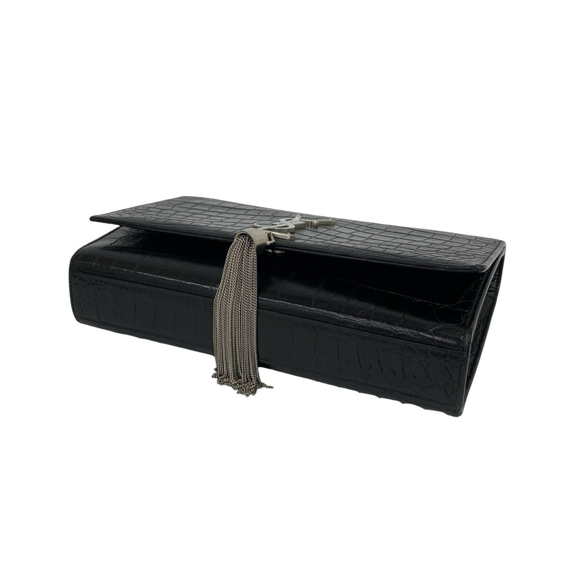 Yves Saint Laurent Black Leather Pochette Shoulder Bag (Pre-Owned)