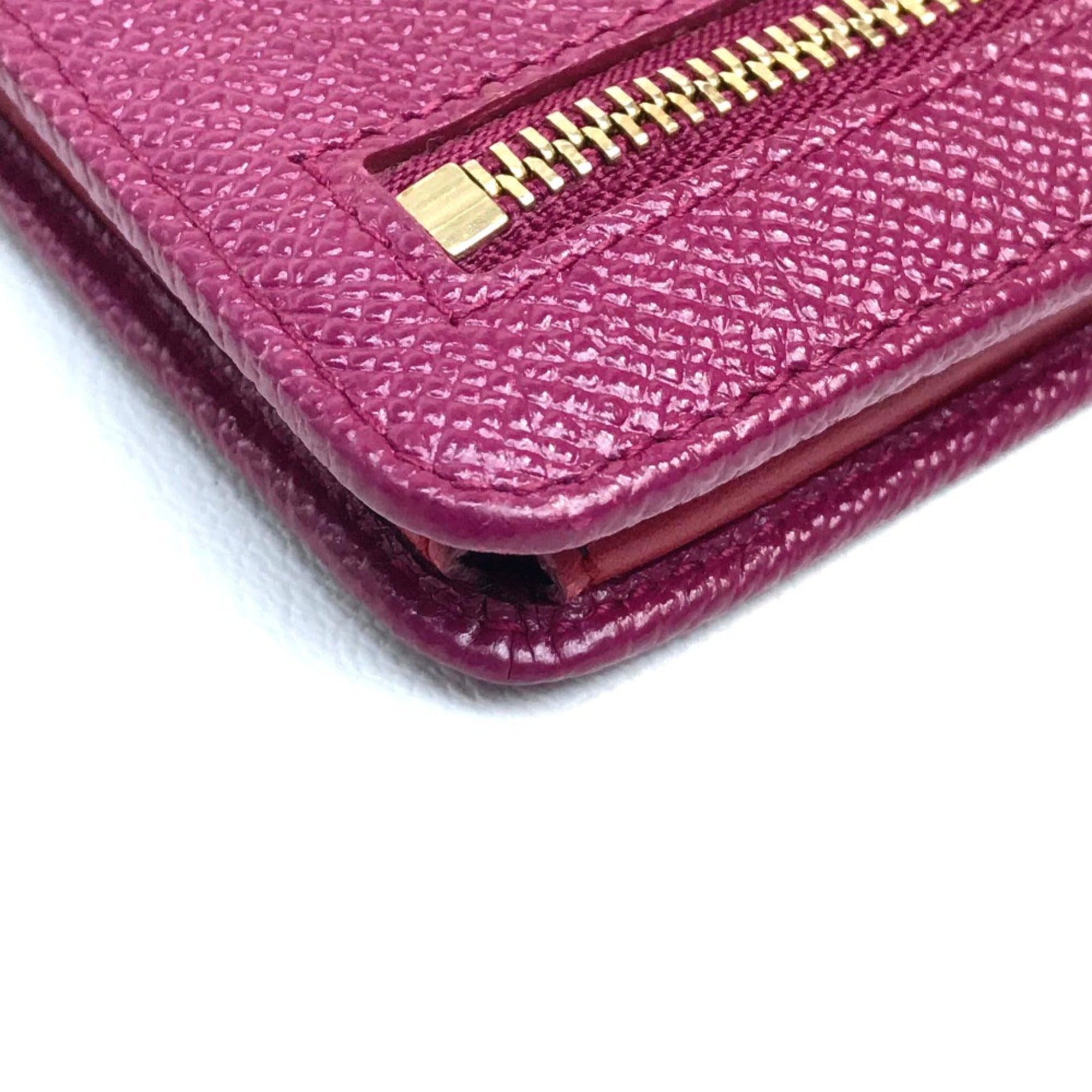 Bvlgari Bvlgari Bvlgari Pink Red Color Leather Wallet (Bi-Fold) (Pre-Owned)