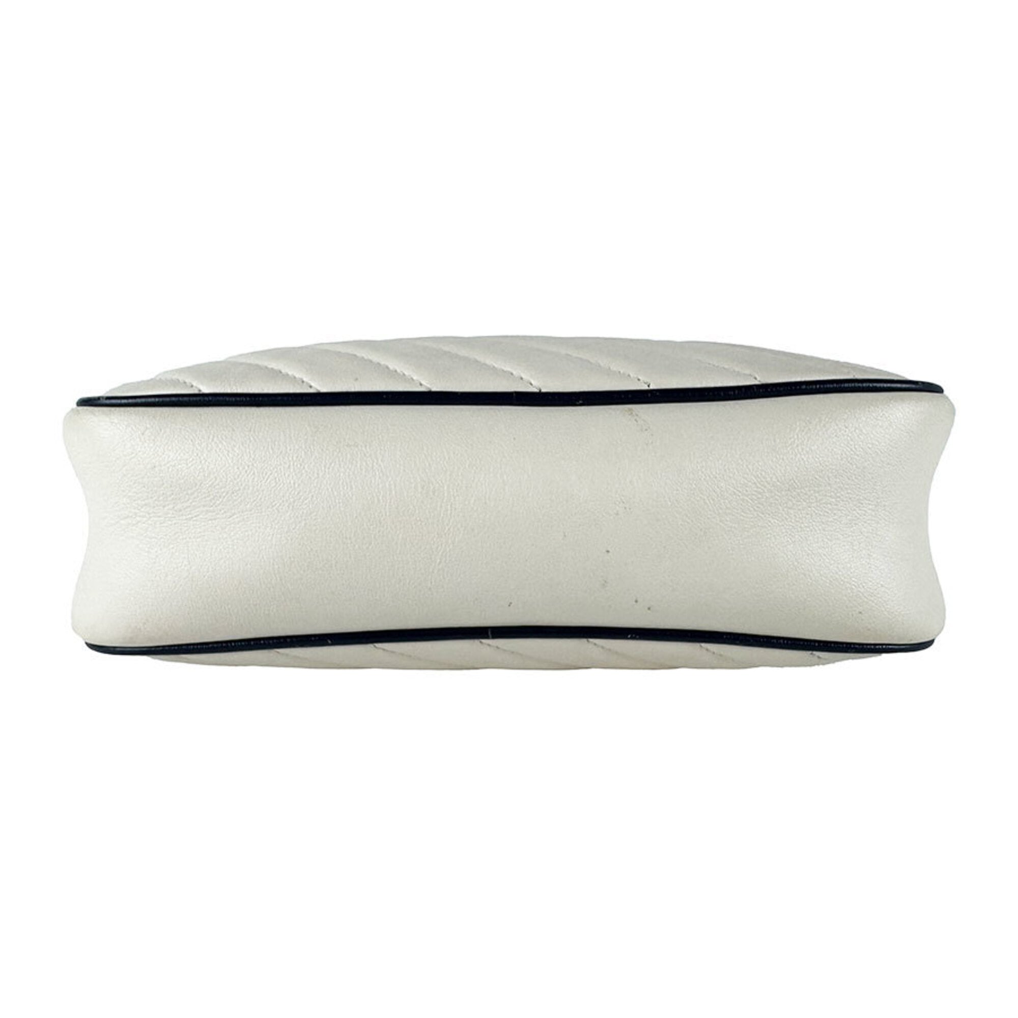 Gucci Ivory Navy Leather Shoulder Bag (Pre-Owned)