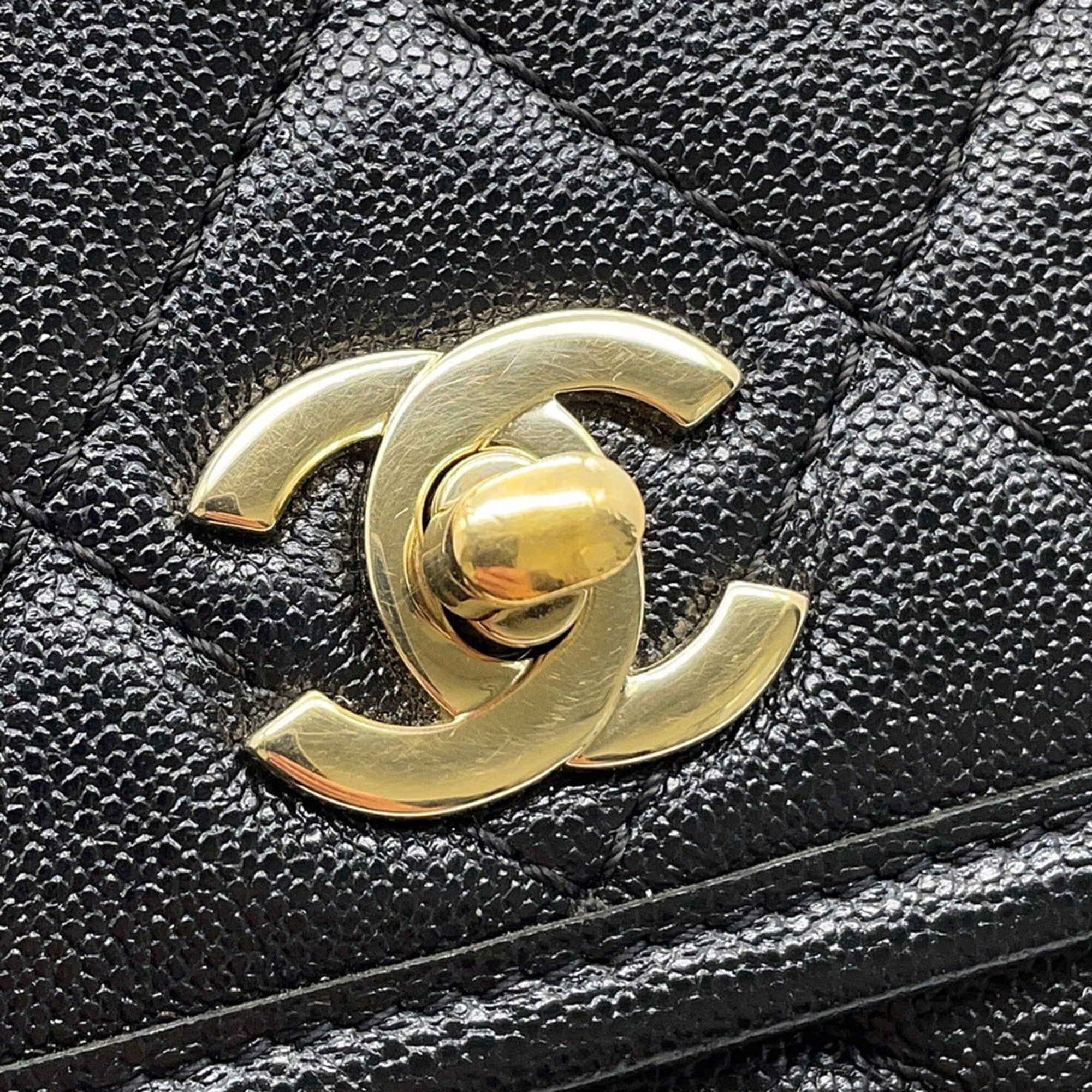 Chanel Black Leather Handbag Shoulder Bag (Pre-Owned)