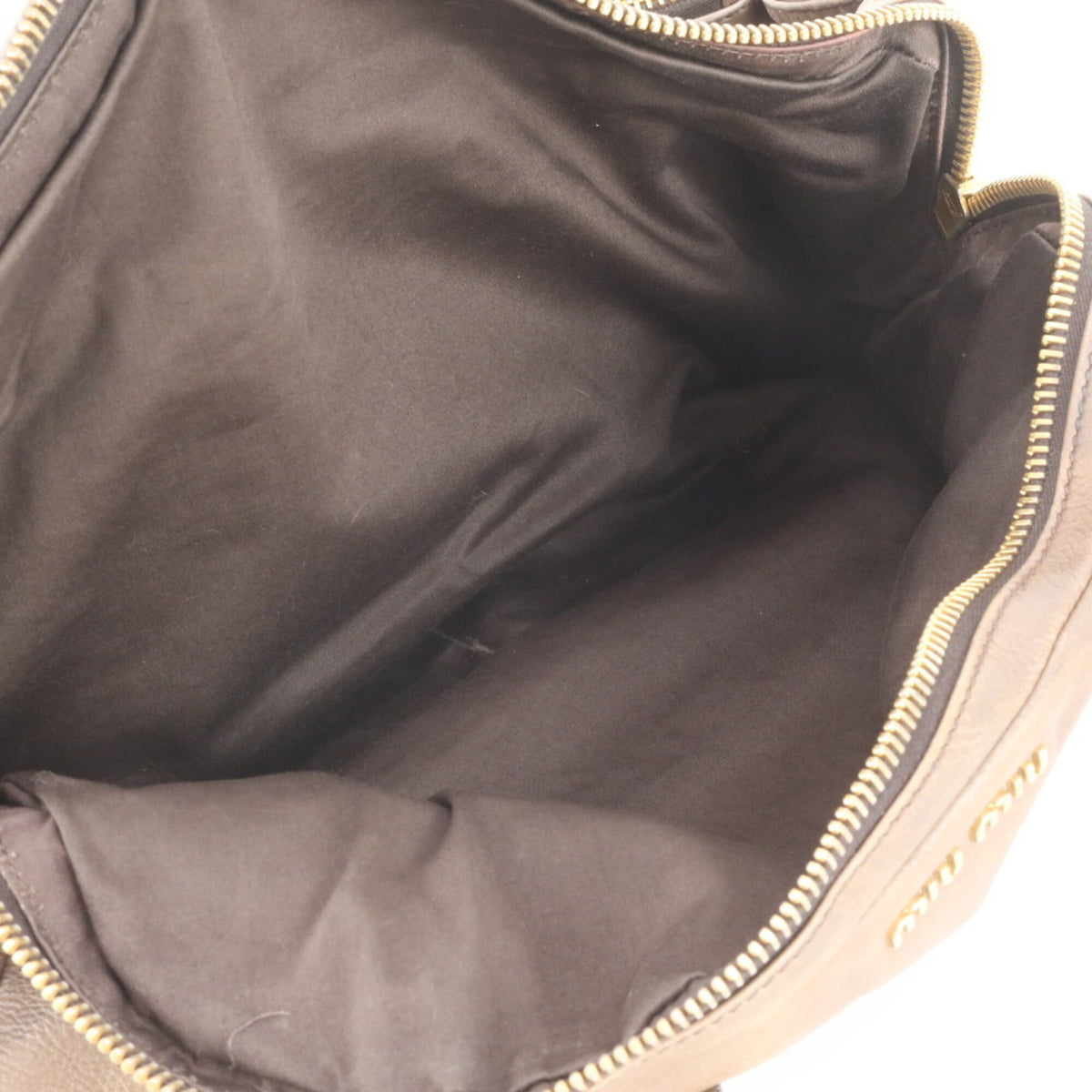 Miu Miu Green Khaki Leather Boston Bag Handbag Tote Bag (Pre-Owned)