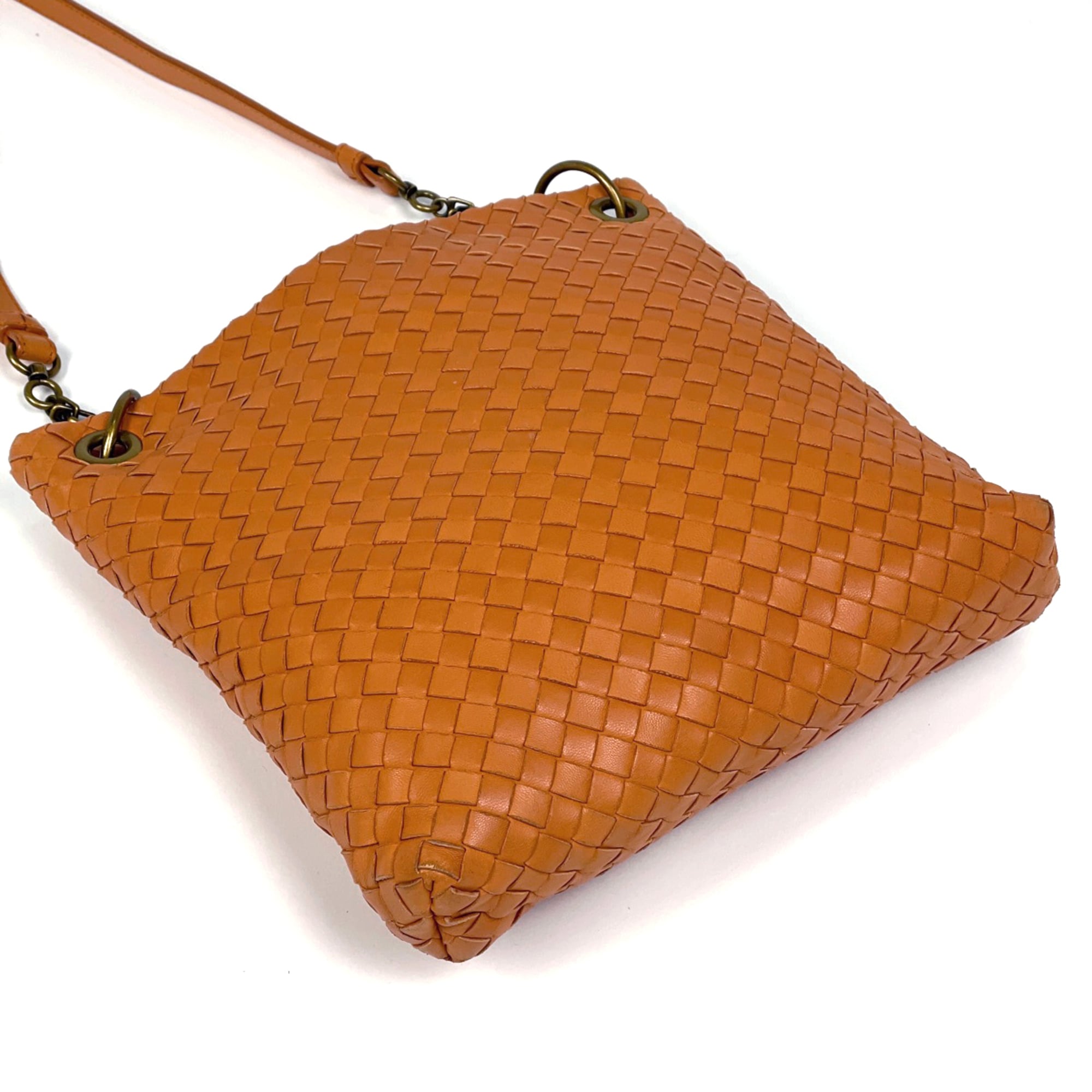 Bottega Veneta Intrecciato Orange Intrecciato Shoulder Bag (Pre-Owned)