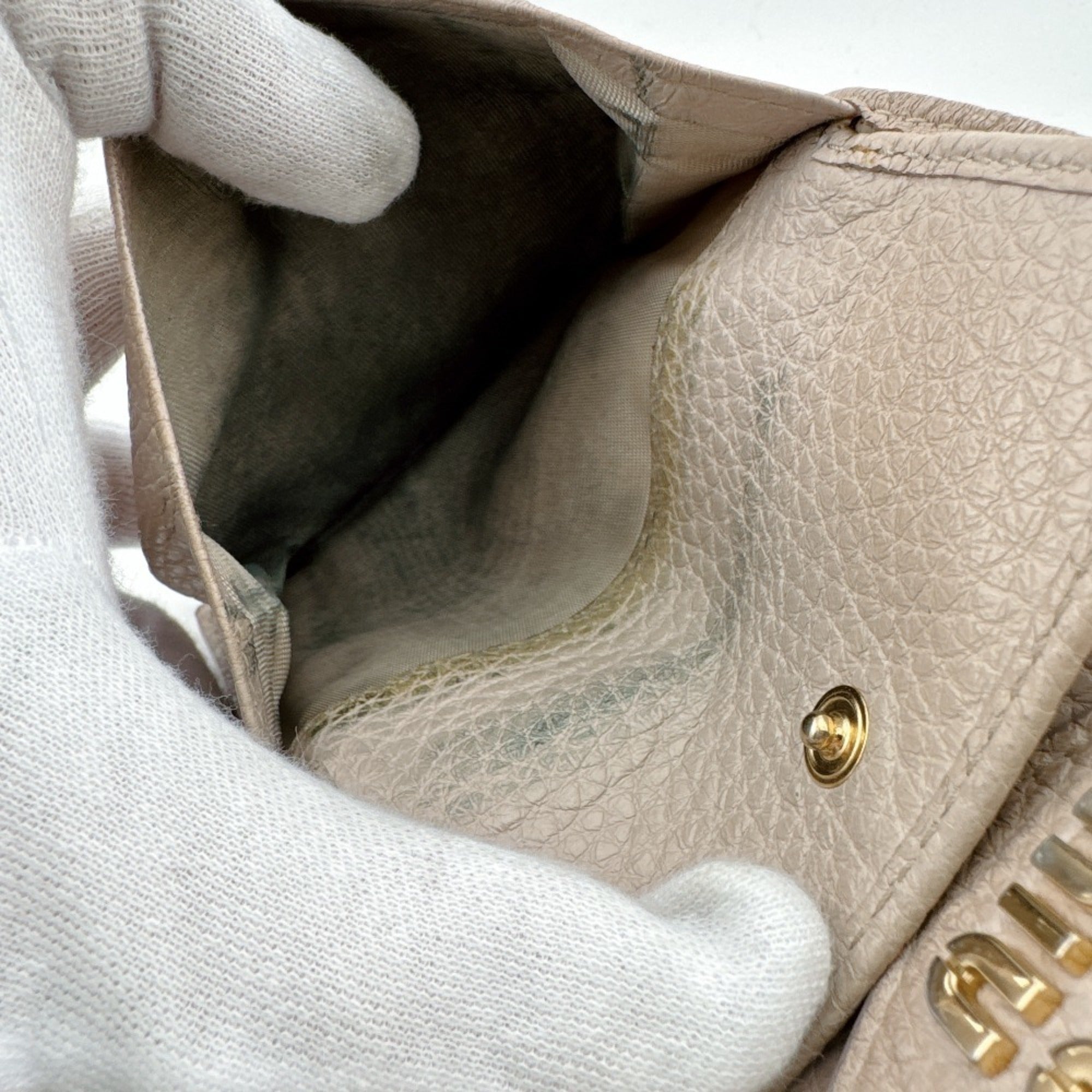 Miu Miu Beige Pink Leather Wallet (Tri-Fold) (Pre-Owned)