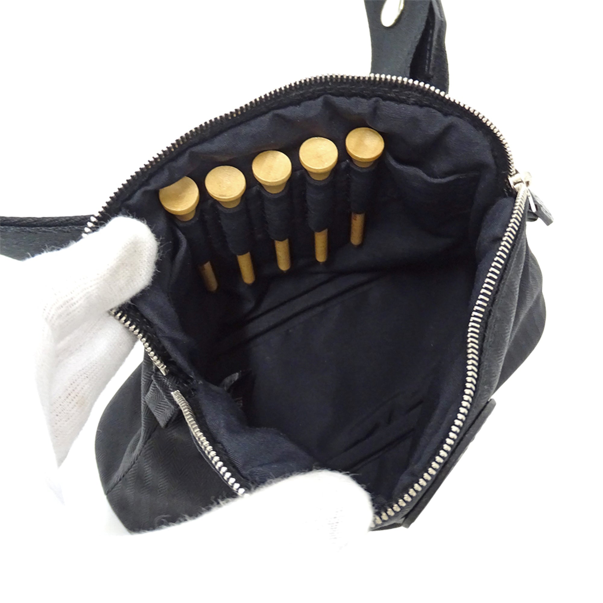 Hermes Black Toile Chevron Handbag Sling Bag (Pre-Owned)