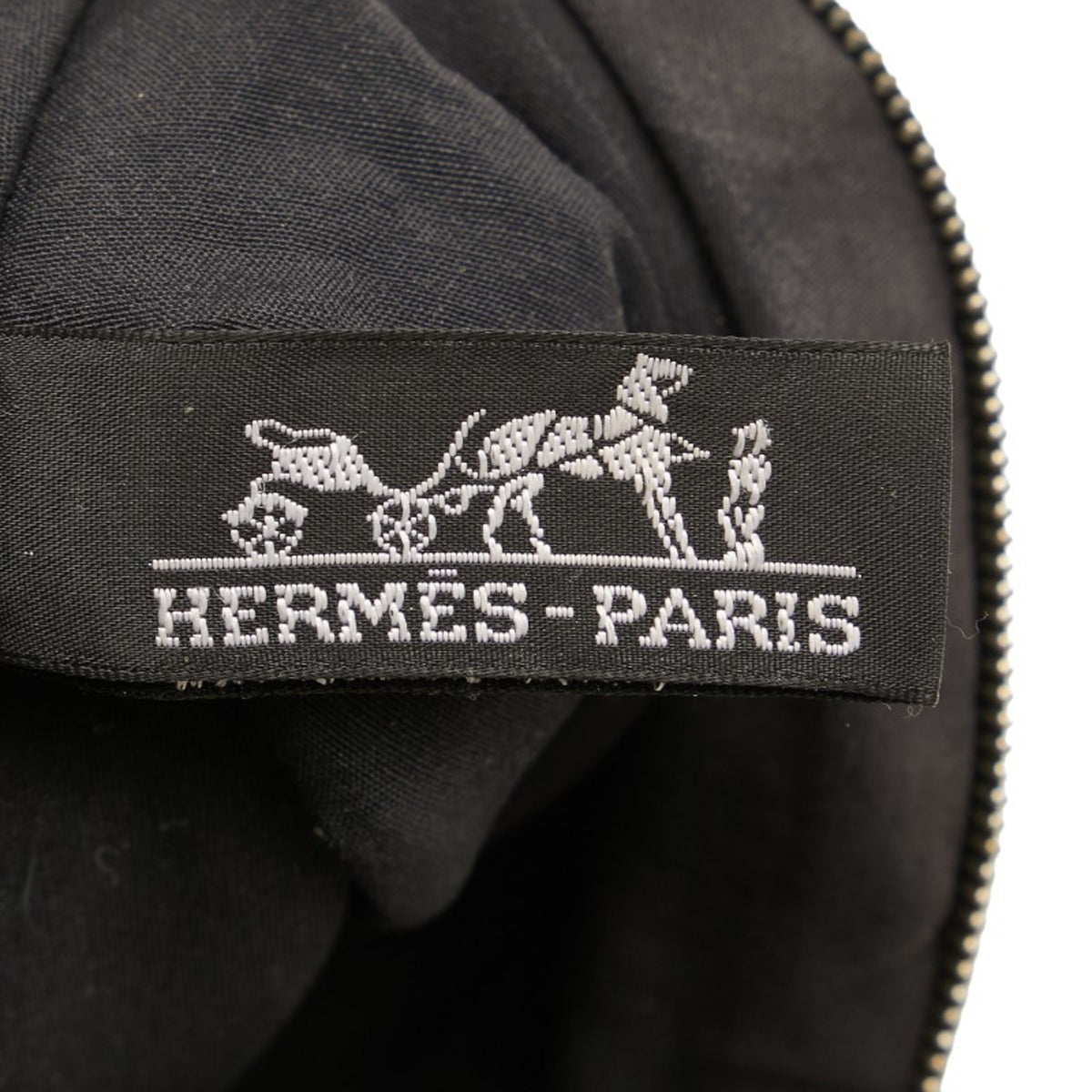 Hermes Black Canvas Leather Pouch (Pre-Owned)