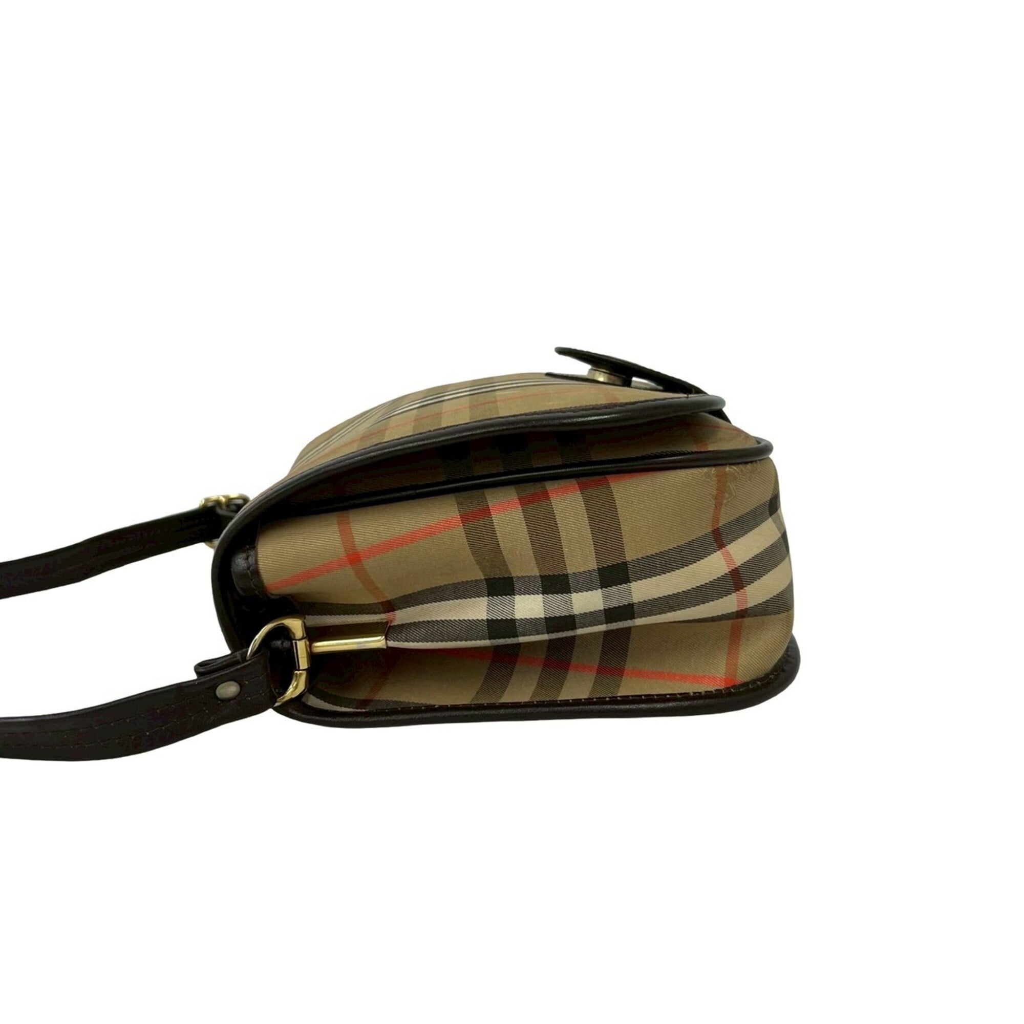 Burberry Beige Brown Canvas Pochette Shoulder Bag (Pre-Owned)