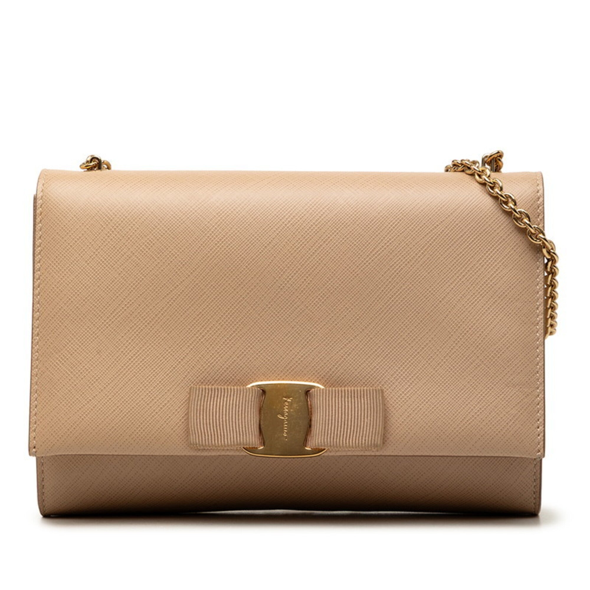 Salvatore Ferragamo Beige Leather Shoulder Bag (Pre-Owned)