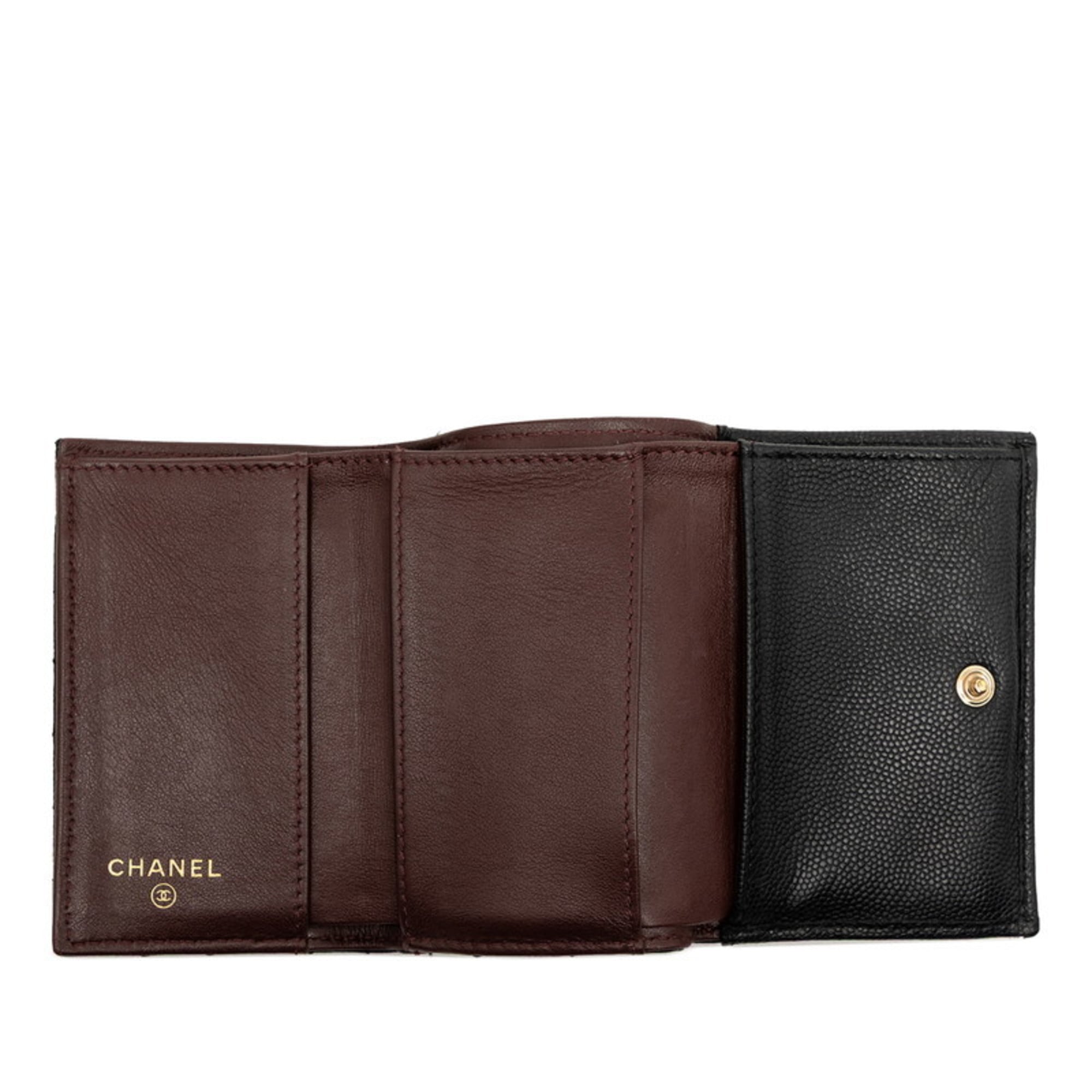 Chanel Matelasse Black Grained Calfskin Wallet (Tri-Fold) (Pre-Owned)