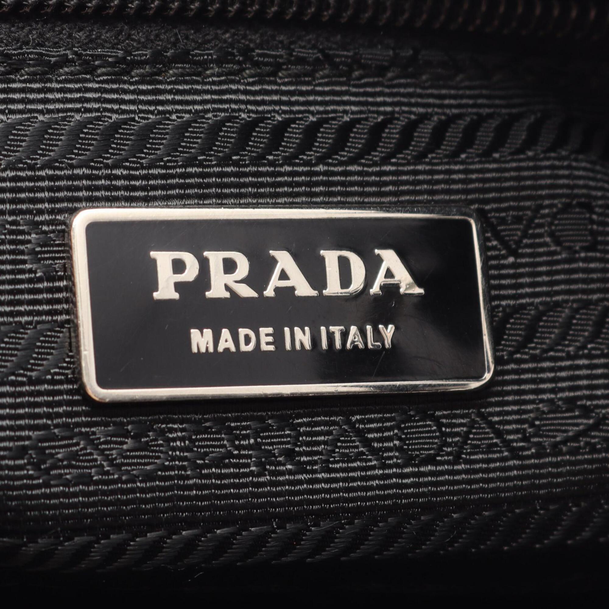 Prada Black Nylon Leather Handbag Shoulder Bag (Pre-Owned)