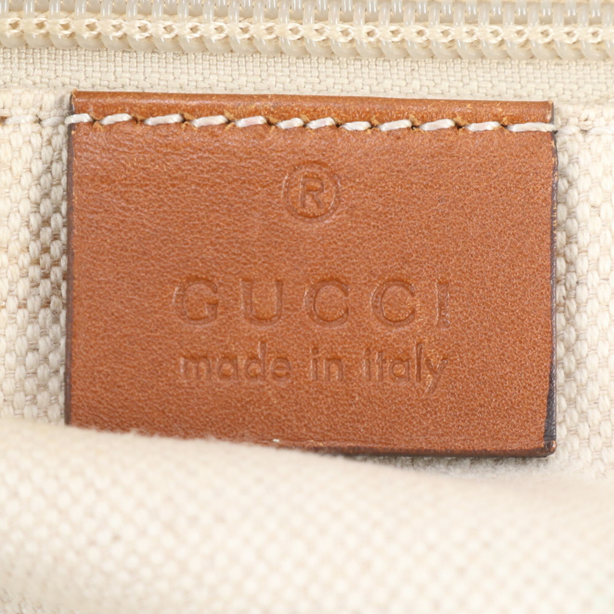 Gucci Beige Nylon Leather Handbag Tote Bag (Pre-Owned)