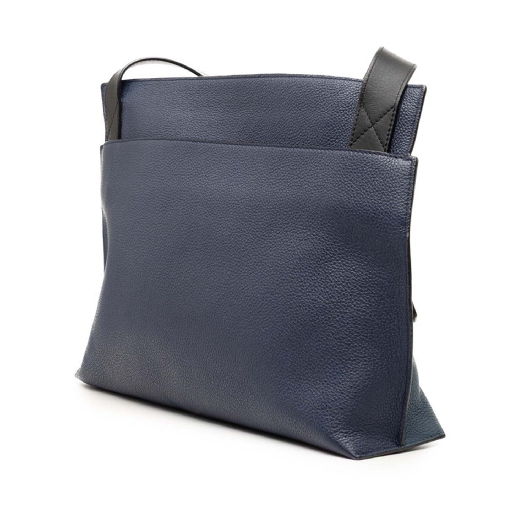 Loewe Navy Leather Messenger Bag Shoulder Bag (Pre-Owned)