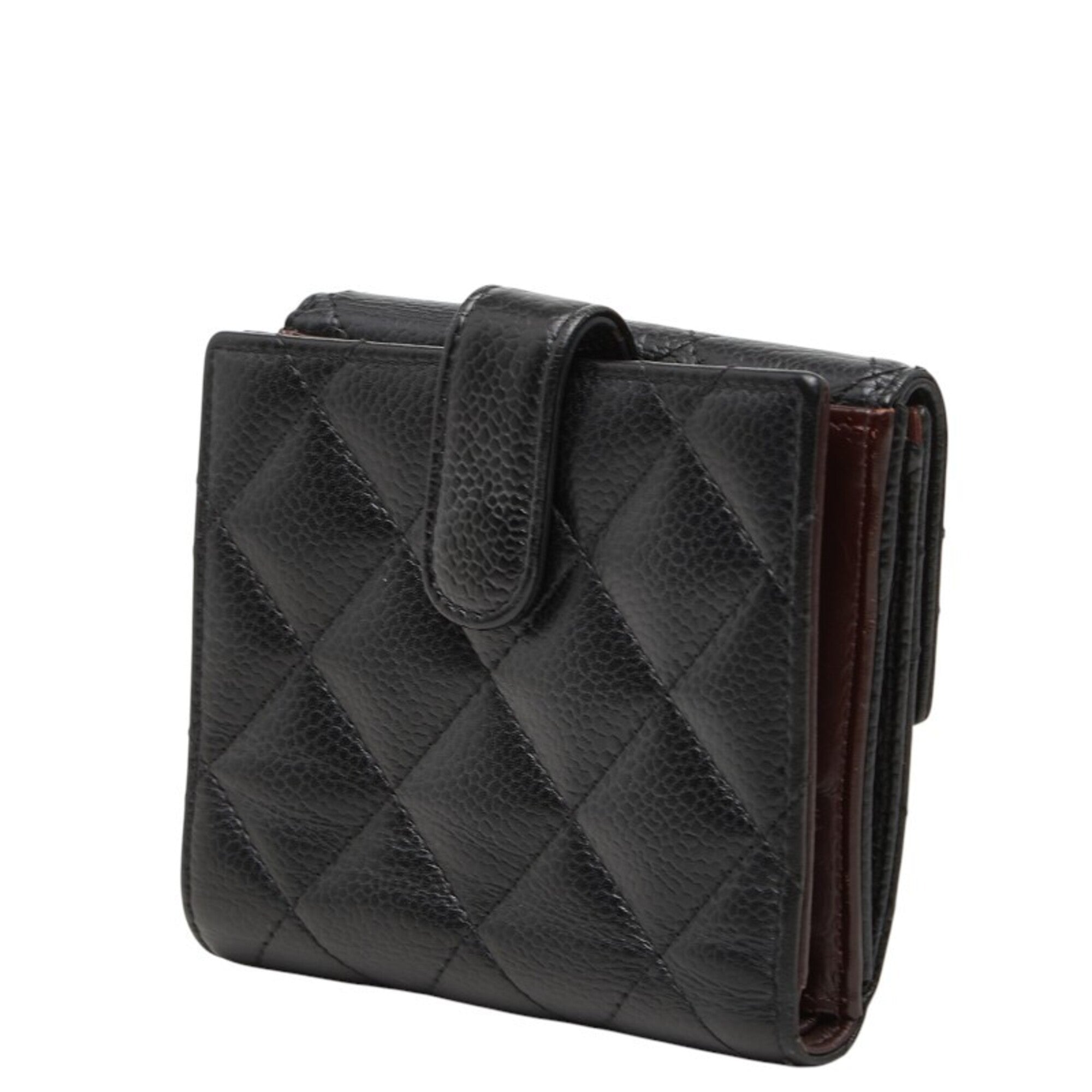 Chanel Black Grained Calfskin Wallet (Bi-Fold) (Pre-Owned)
