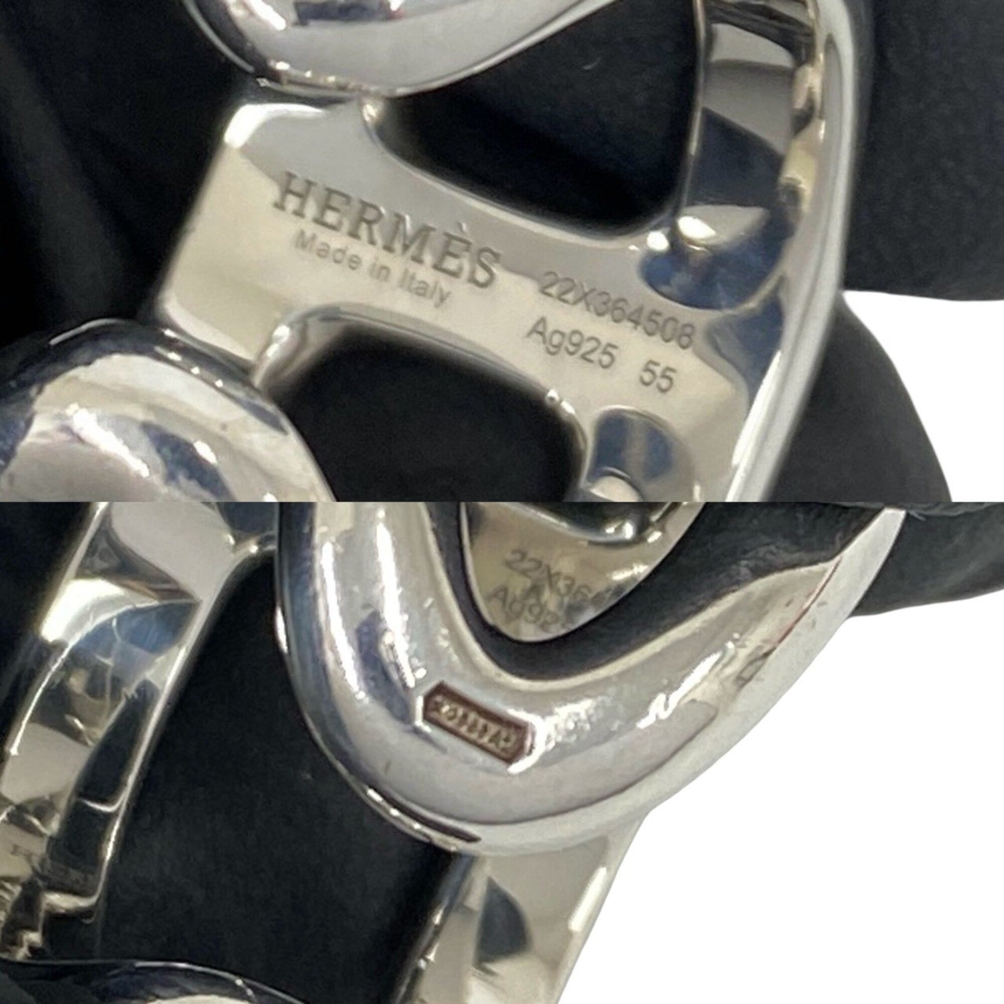 Hermes Silver Silver 925 Band Ring (Pre-Owned)