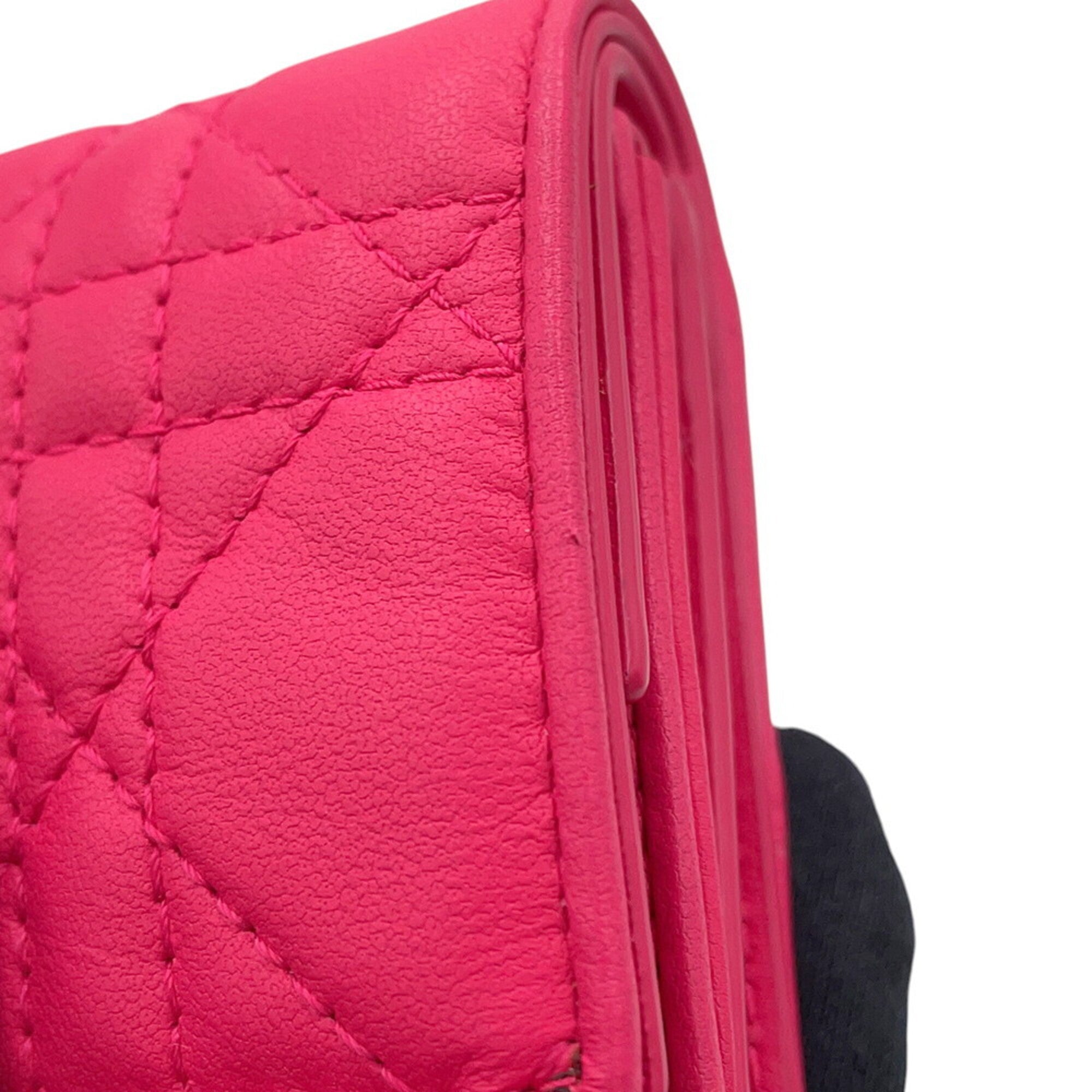 Christian Dior Lady Dior Pink Leather Wallet (Tri-Fold) (Pre-Owned)