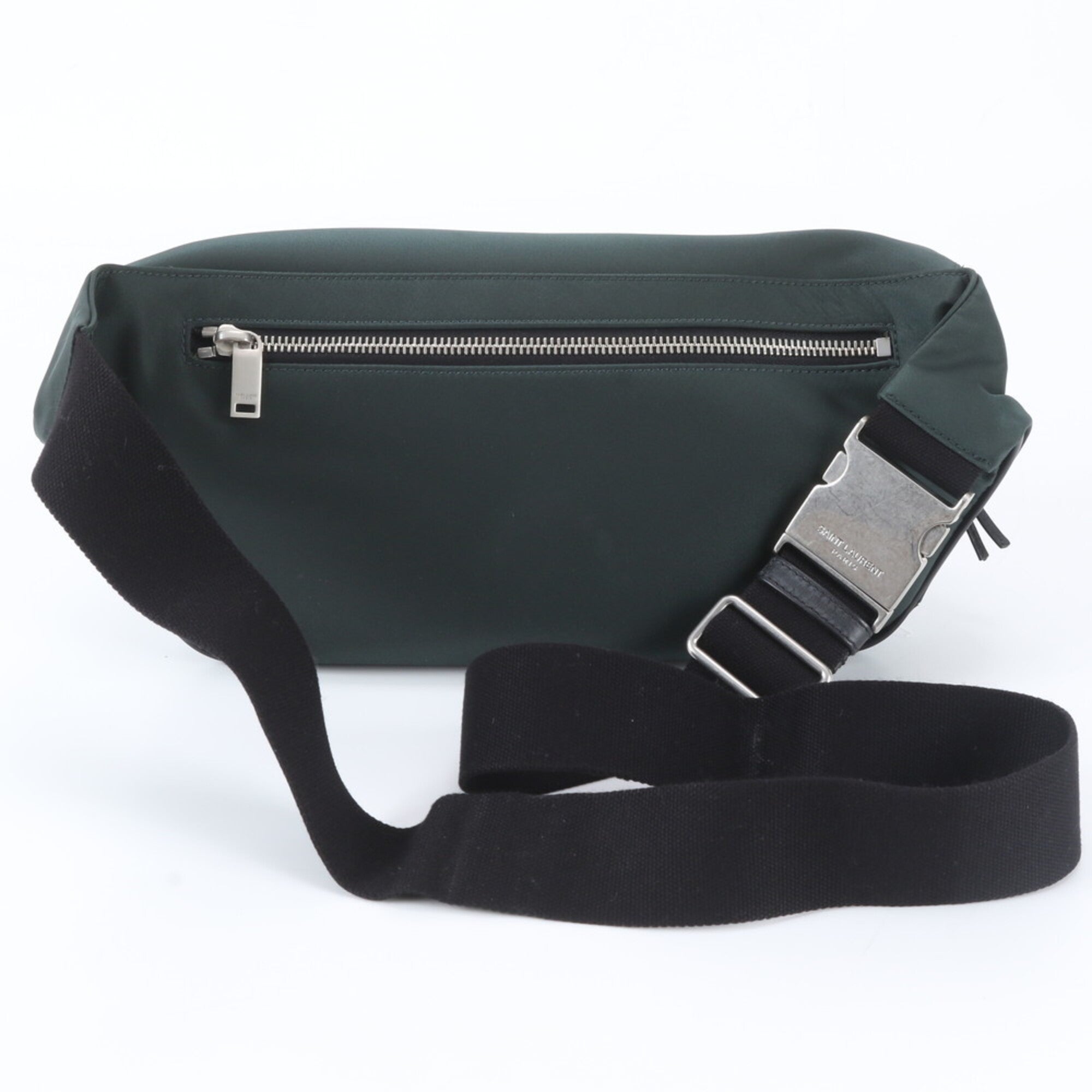 Saint Laurent Black Green Khaki Leather Nylon Pouch Shoulder Bag Sling Bag (Pre-Owned)