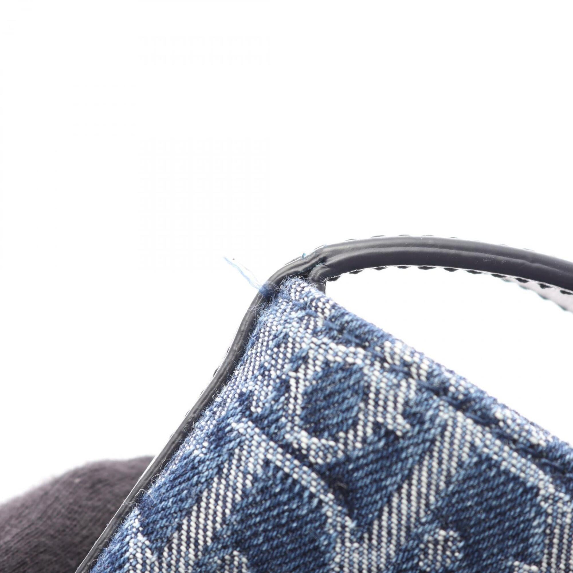 Christian Dior Black Blue Denim Leather Tote Bag (Pre-Owned)