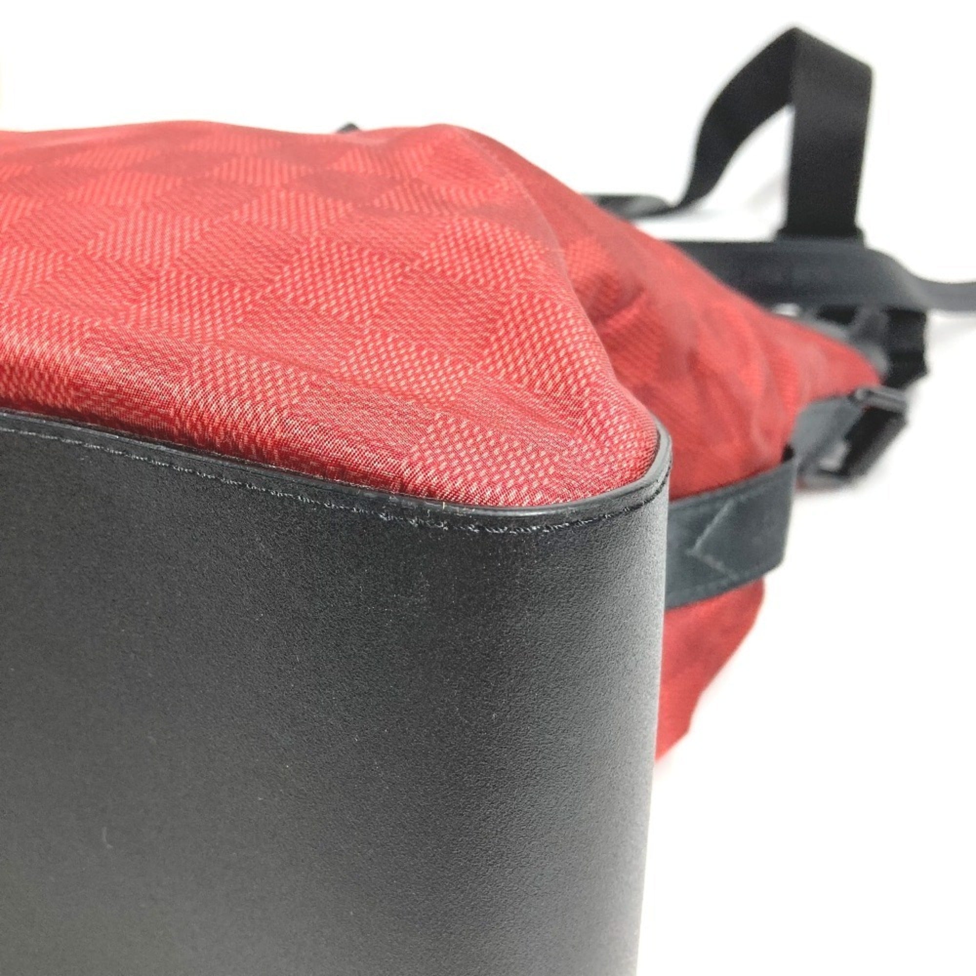Louis Vuitton Black Red Color Leather Nylon Shoulder Bag Tote Bag (Pre-Owned)