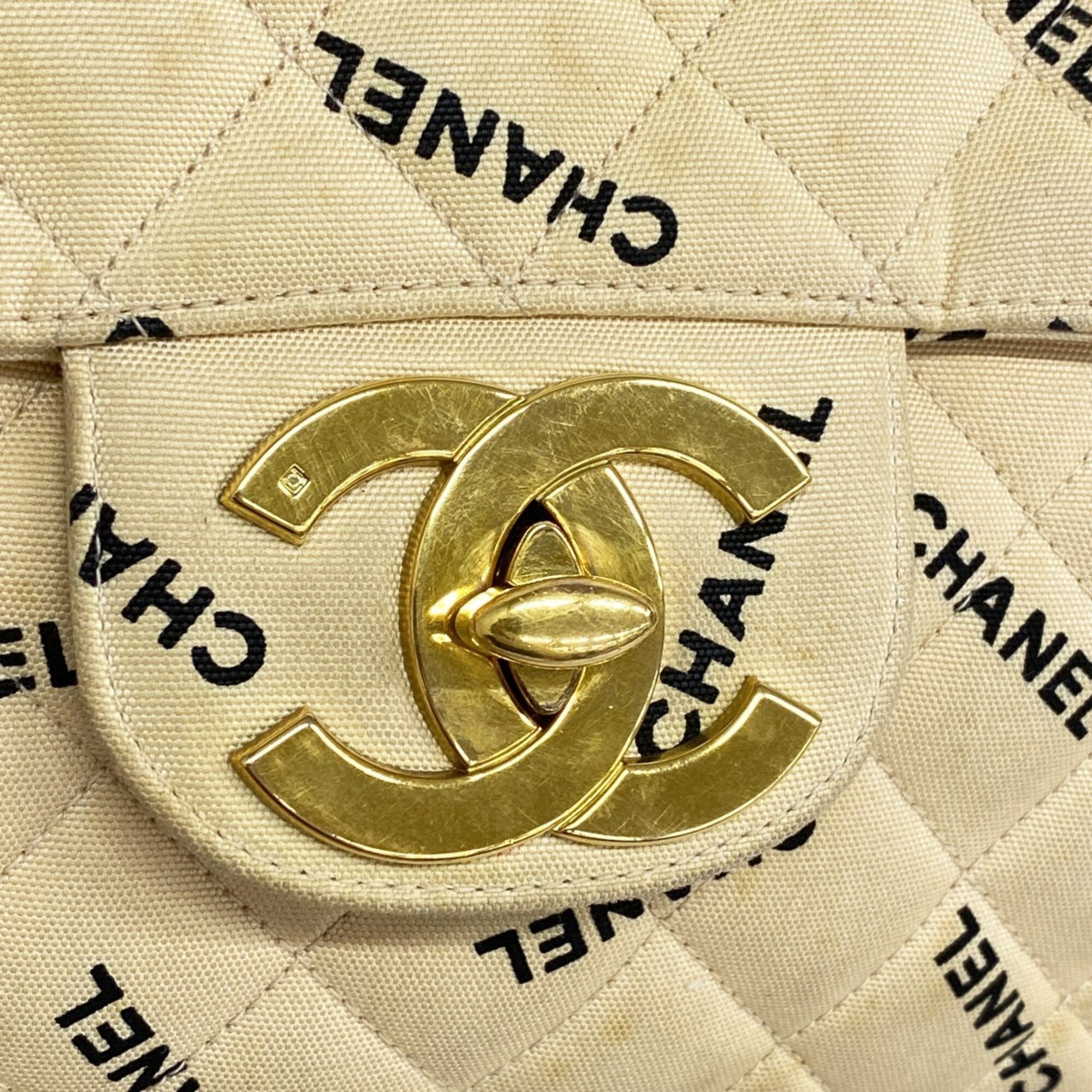 Chanel Beige Canvas Shoulder Bag (Pre-Owned)