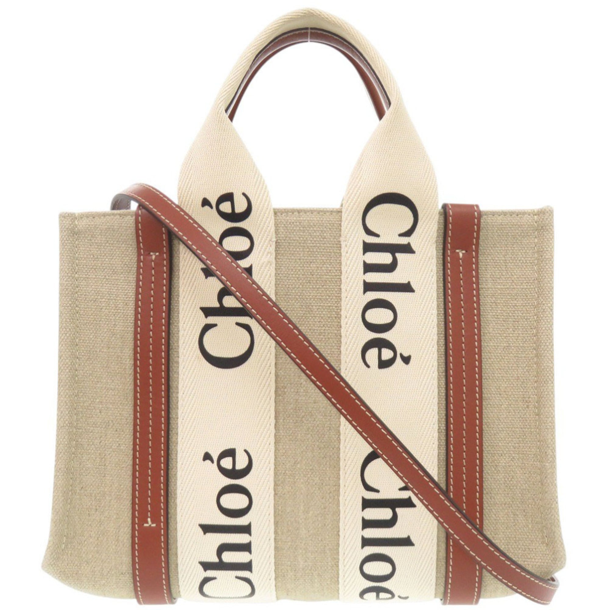 Chloé Beige Leather Cotton Handbag Tote Bag (Pre-Owned)
