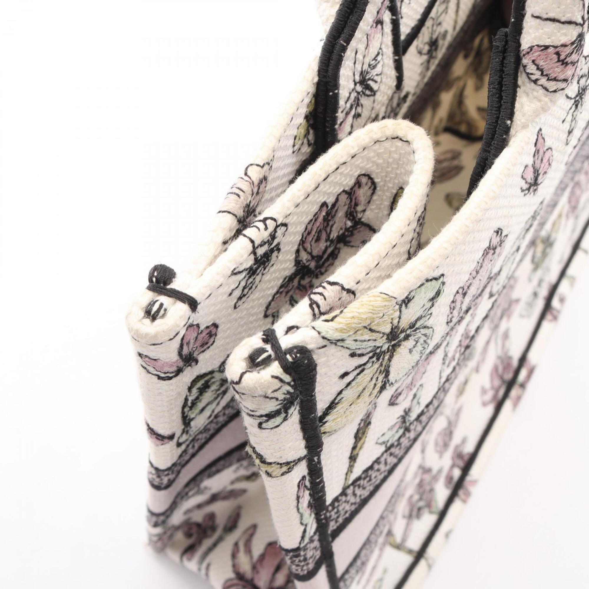 Christian Dior Black Multi-Color White Canvas Handbag Tote Bag (Pre-Owned)