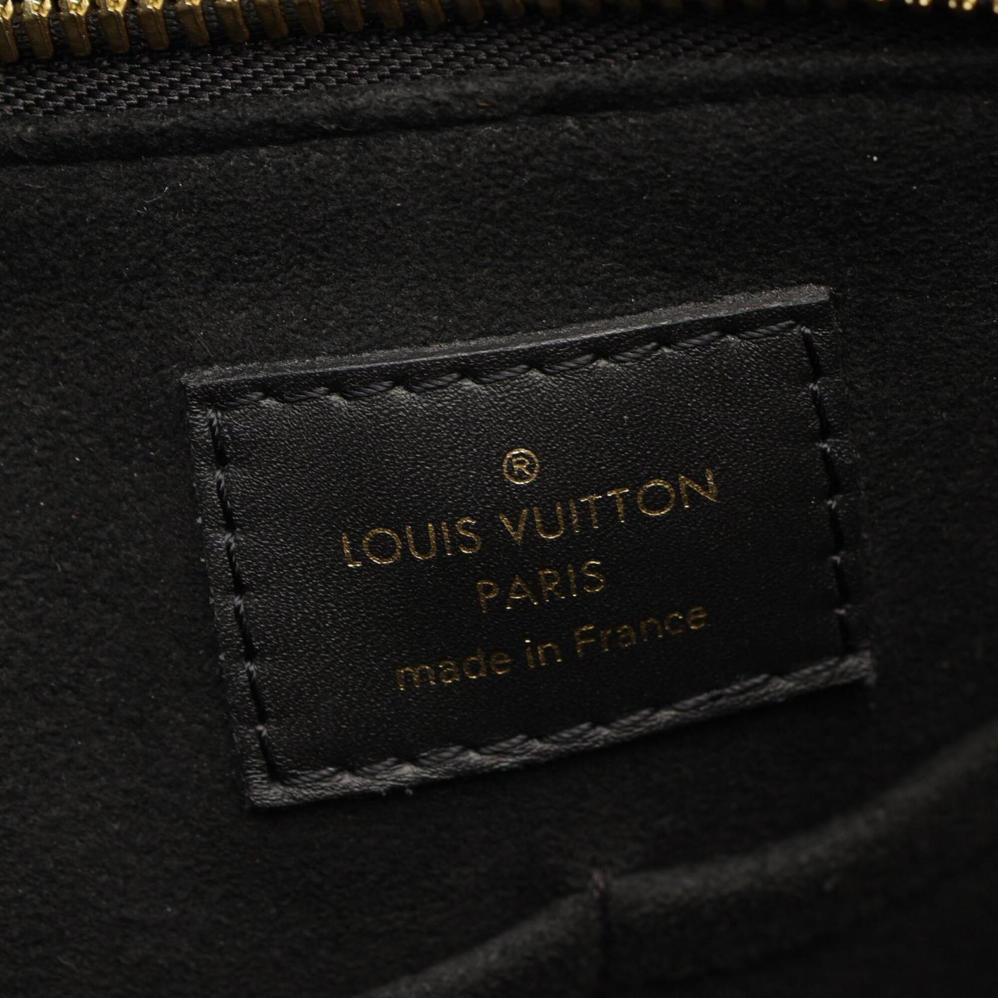 Louis Vuitton Black Brown Coated Canvas Leather Handbag (Pre-Owned)