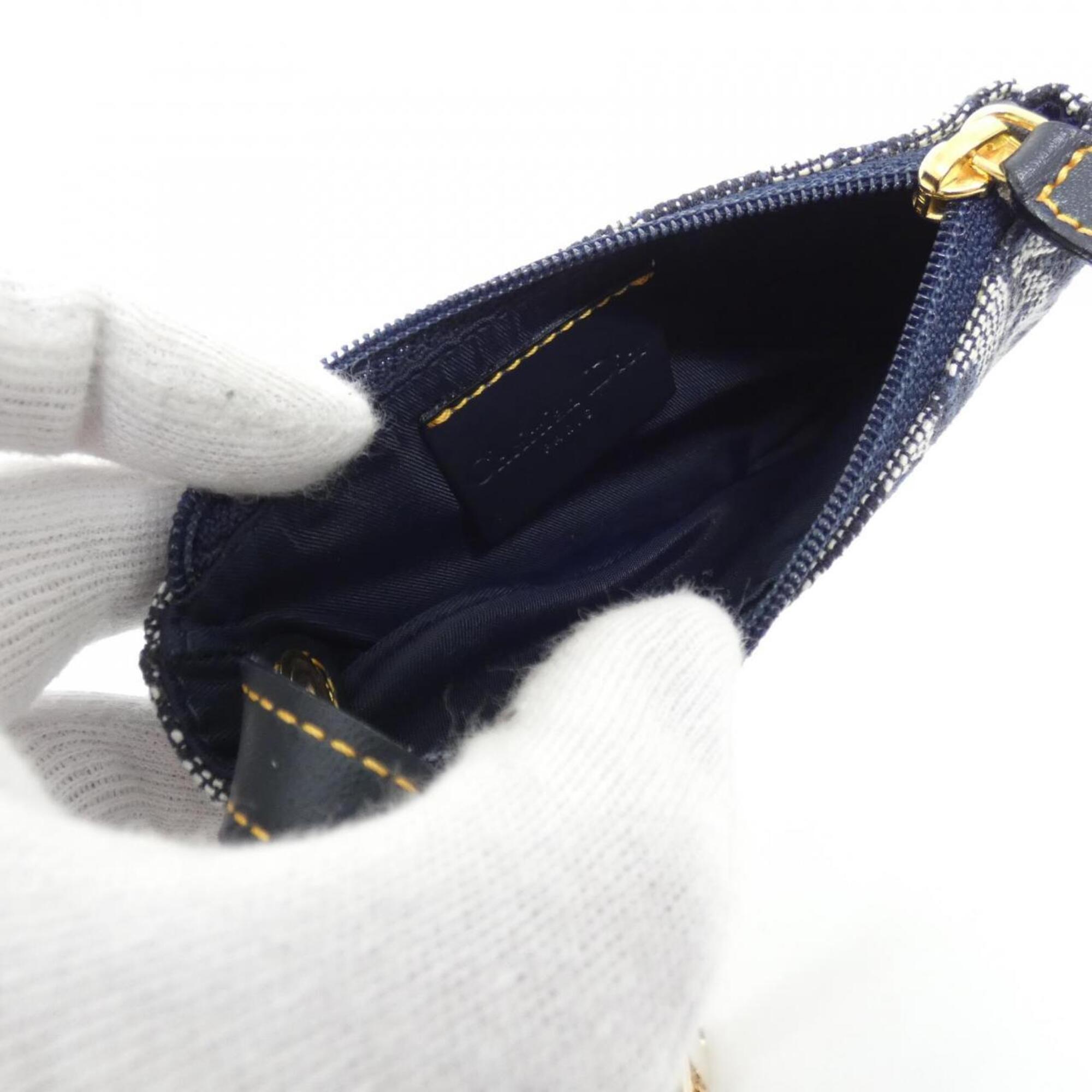 Christian Dior Blue Canvas Coin Purse/Coin Case (Pre-Owned)