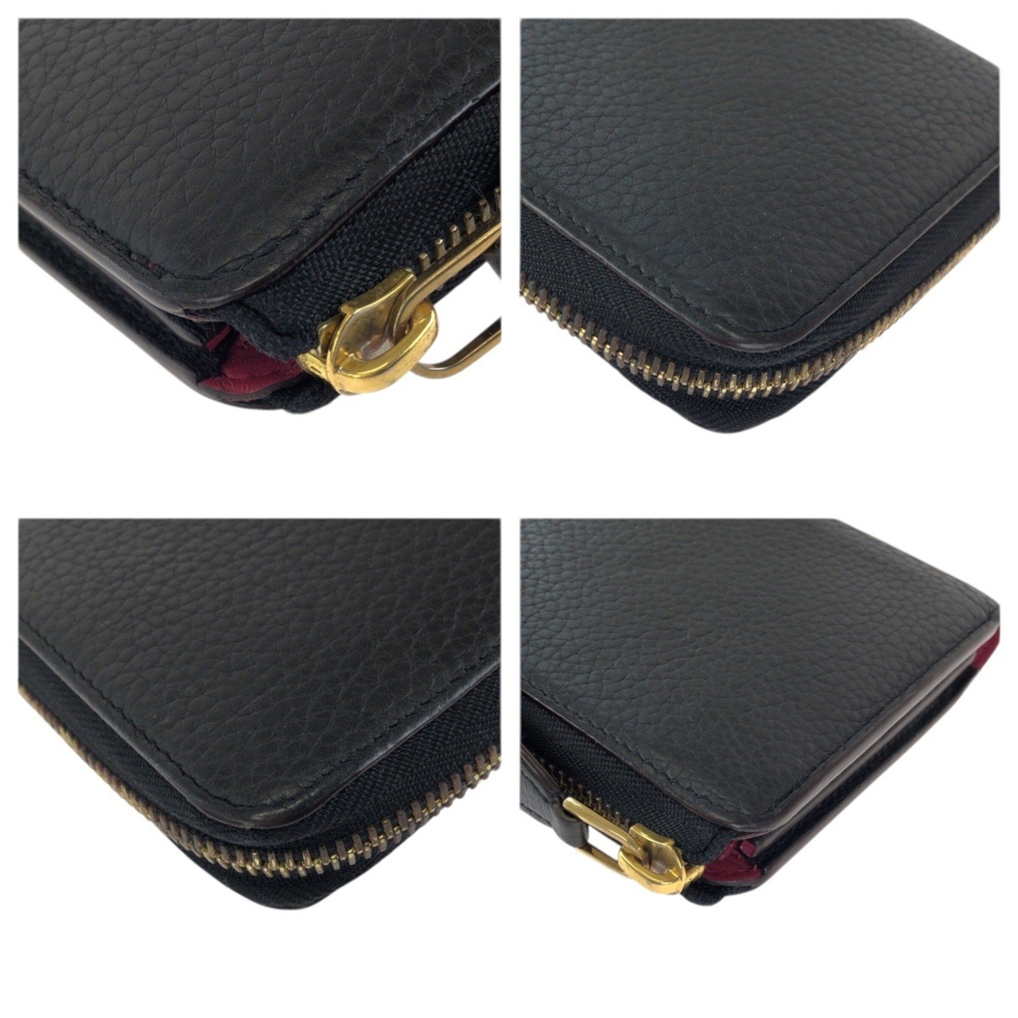Louis Vuitton Black Leather Long Wallet (Bi-Fold) (Pre-Owned)