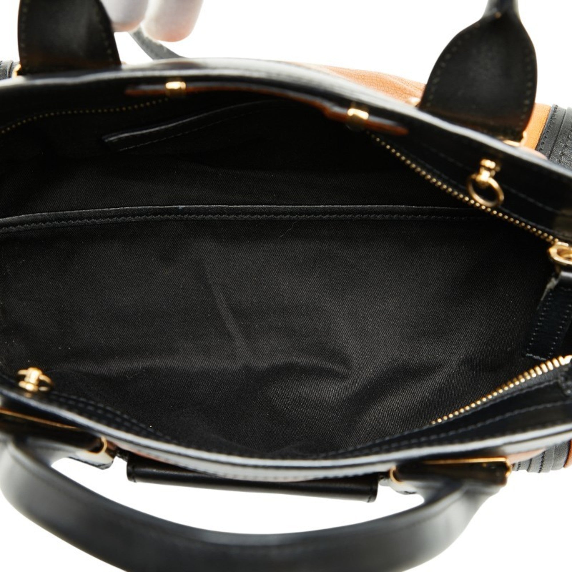 Chloé Black Brown Leather Shoulder Bag Tote Bag (Pre-Owned)