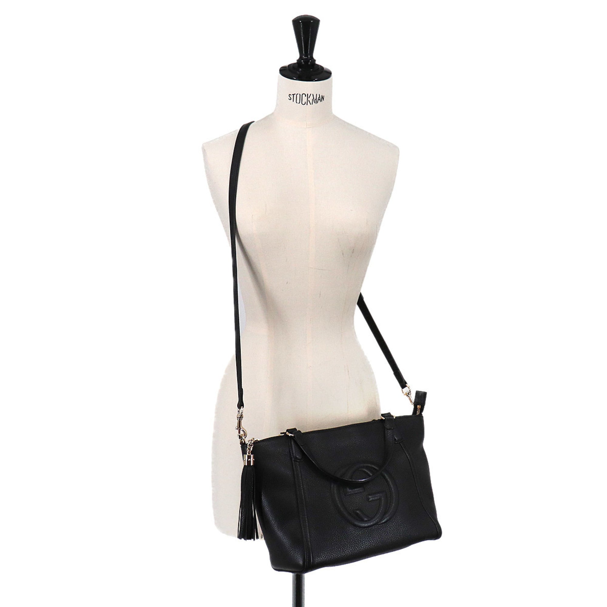 Gucci Soho Black Leather Handbag Shoulder Bag Tote Bag (Pre-Owned)
