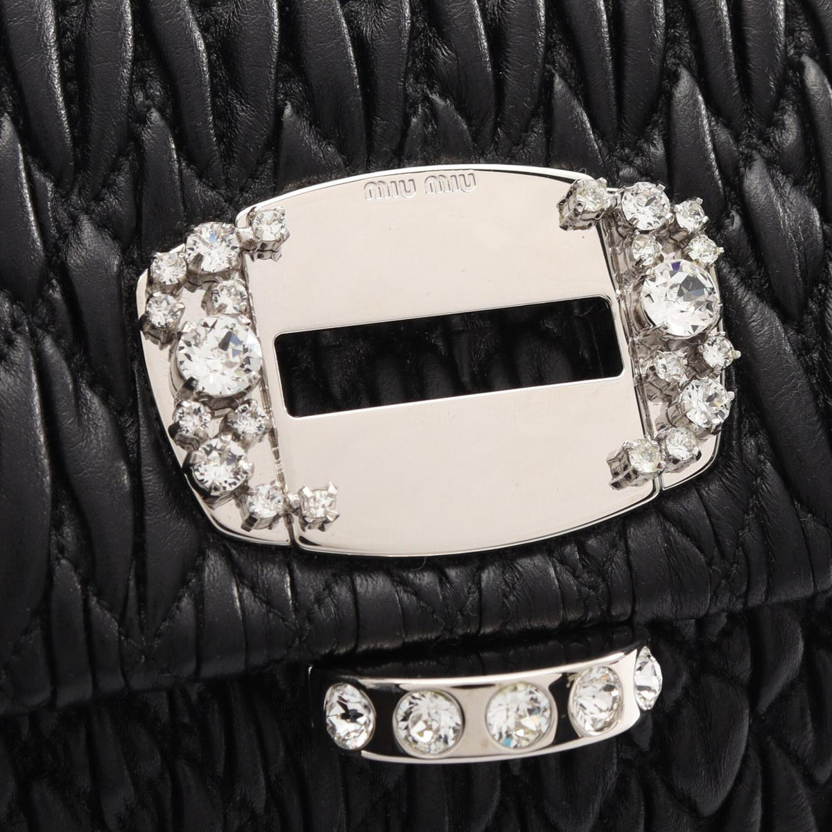 Miu Miu Matelasse Black Leather Handbag Shoulder Bag (Pre-Owned)