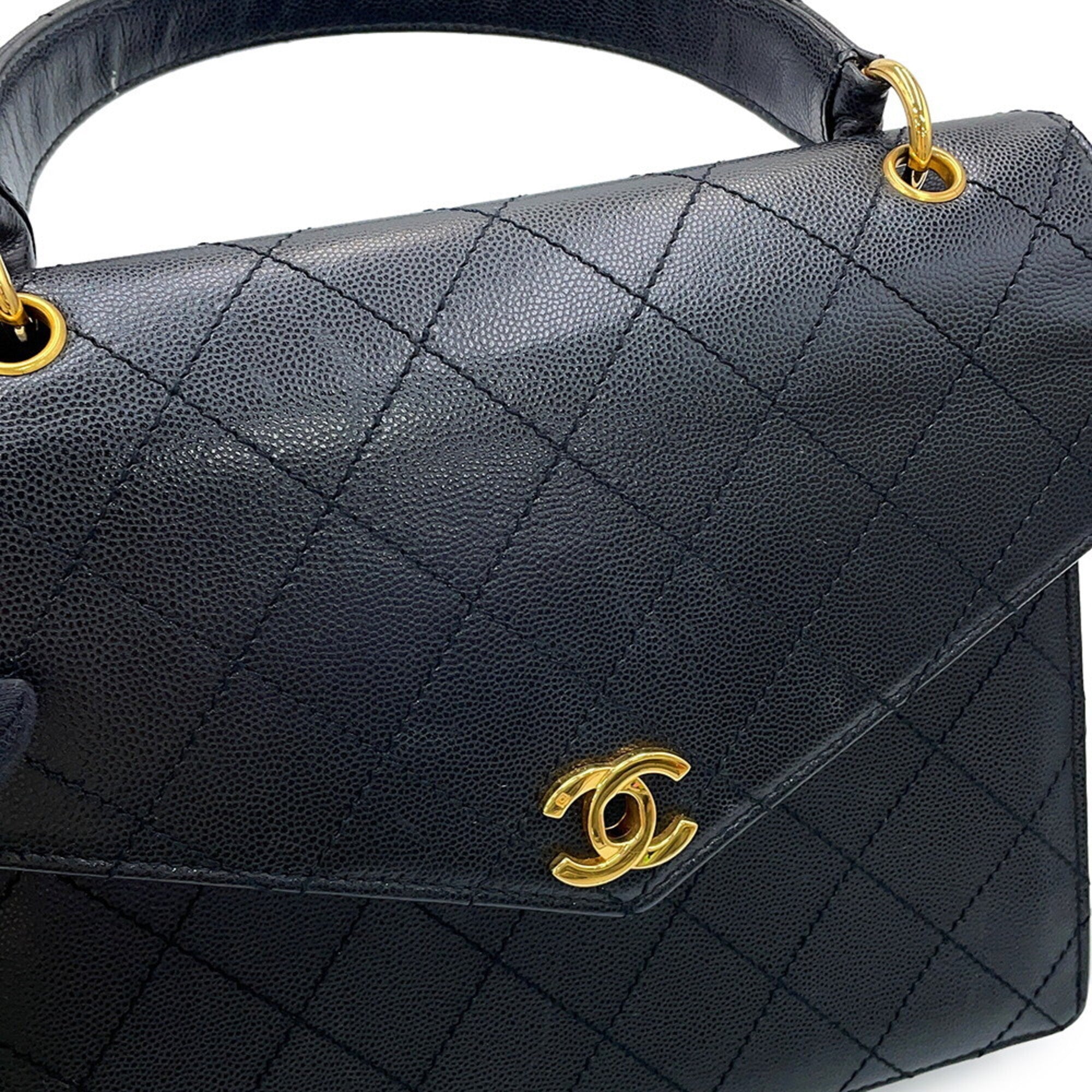 Chanel Black Grained Calfskin Handbag (Pre-Owned)