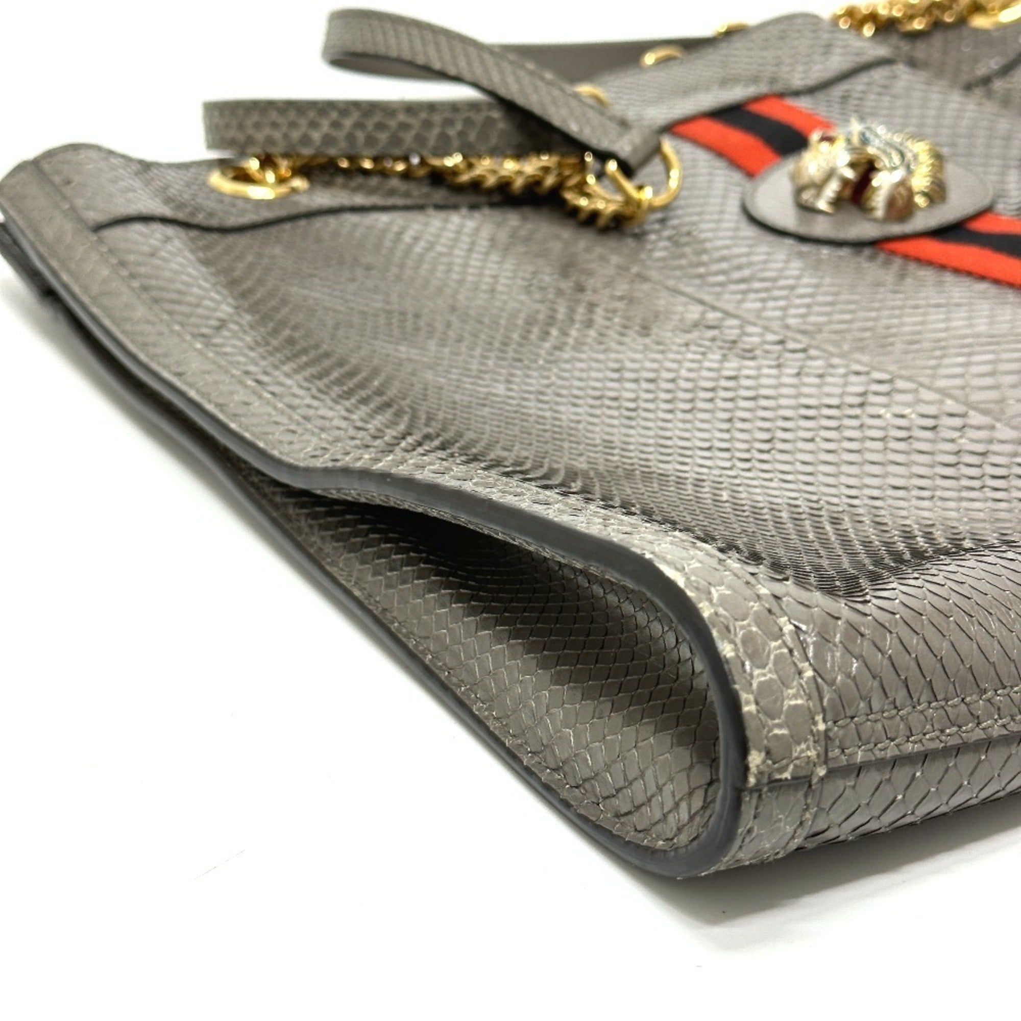 Gucci Gray Leather Shoulder Bag Tote Bag (Pre-Owned)