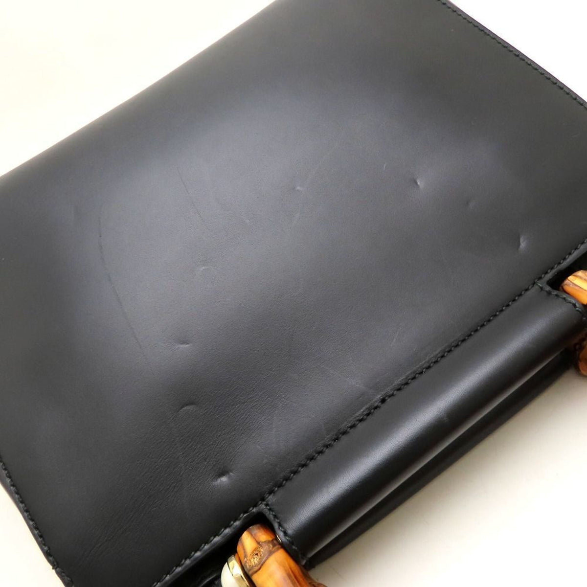 Gucci Black Bamboo Leather Handbag (Pre-Owned)