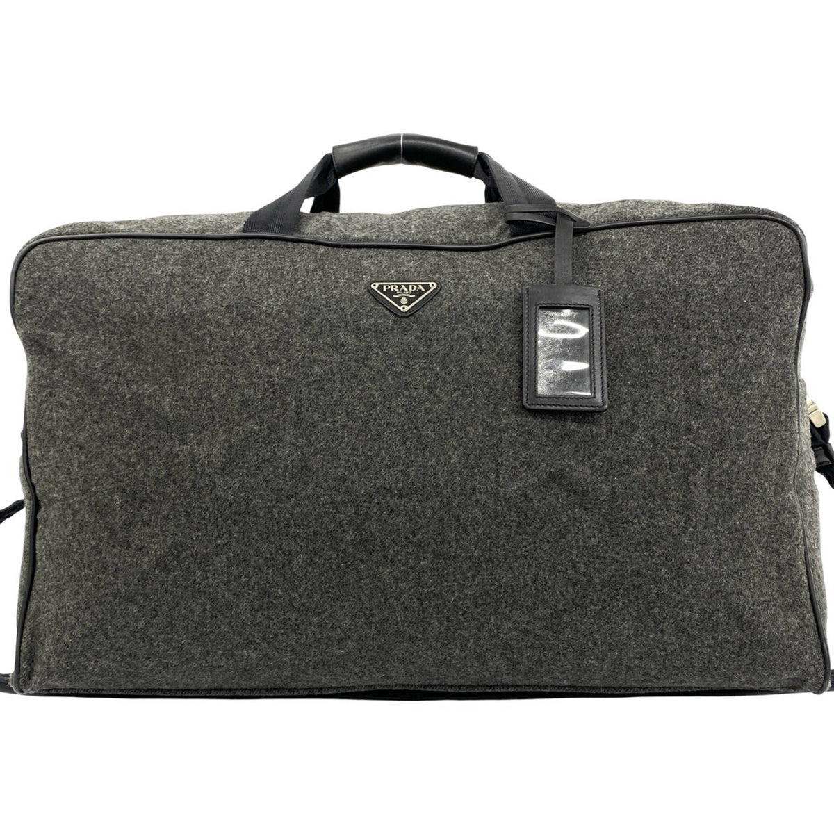 Prada Gray Wool Nylon Boston Bag Shoulder Bag (Pre-Owned)