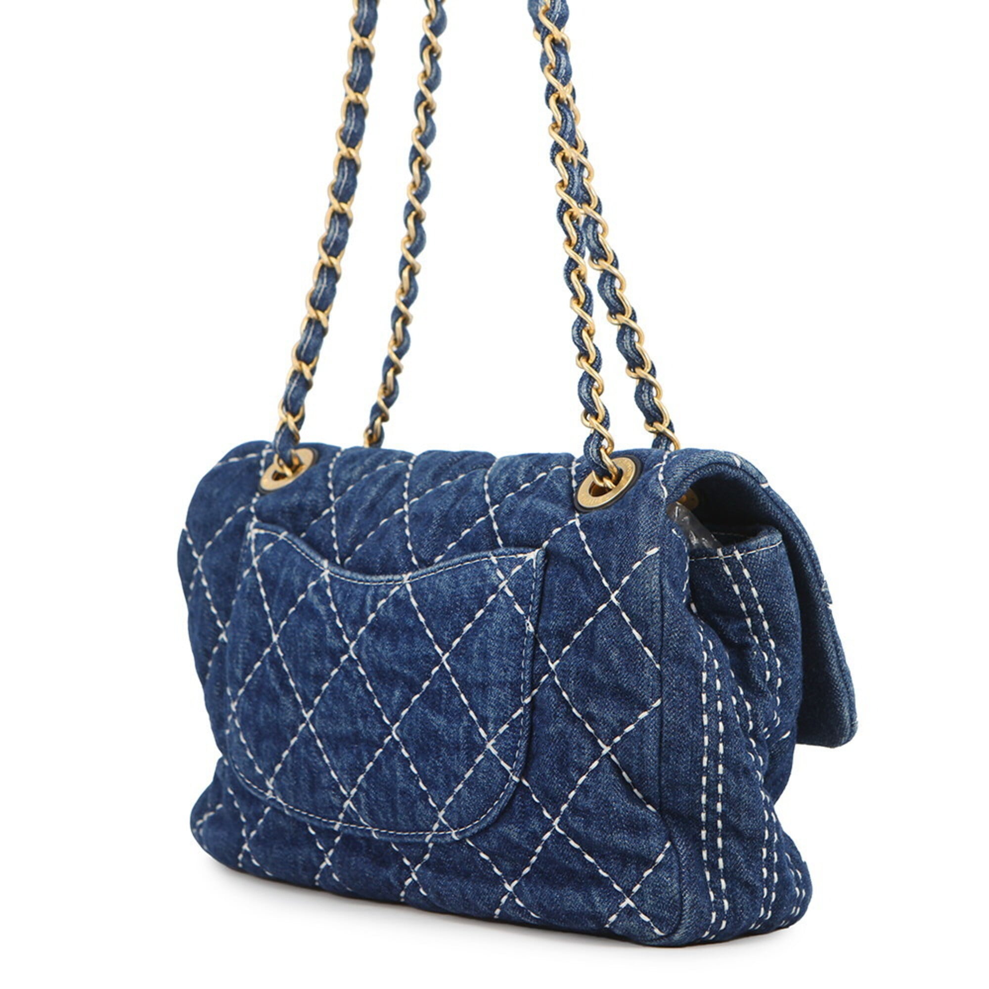 Chanel Blue Denim Handbag Shoulder Bag (Pre-Owned)