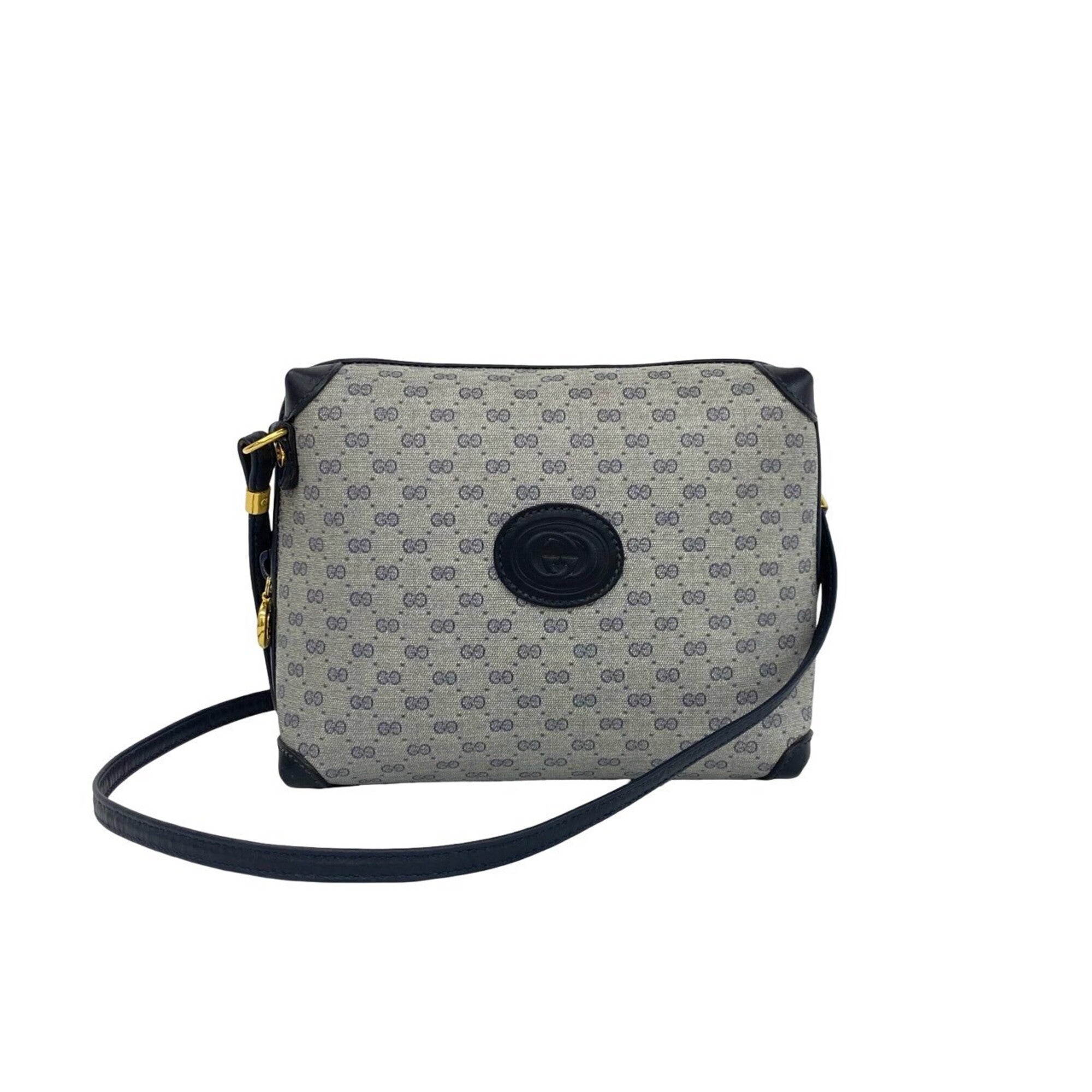 Gucci Navy Leather Pvc Shoulder Bag (Pre-Owned)