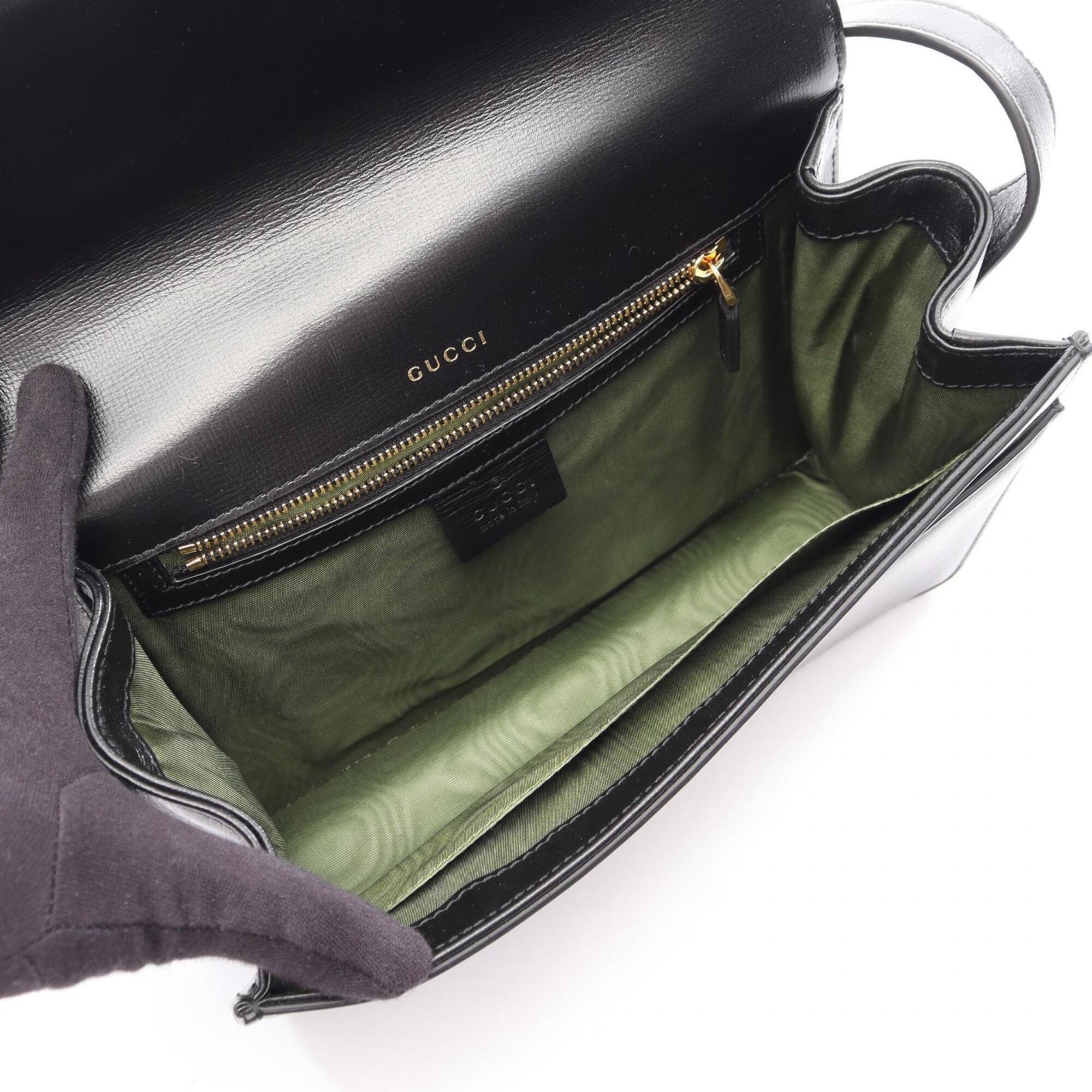 Gucci Black Leather Handbag Shoulder Bag (Pre-Owned)