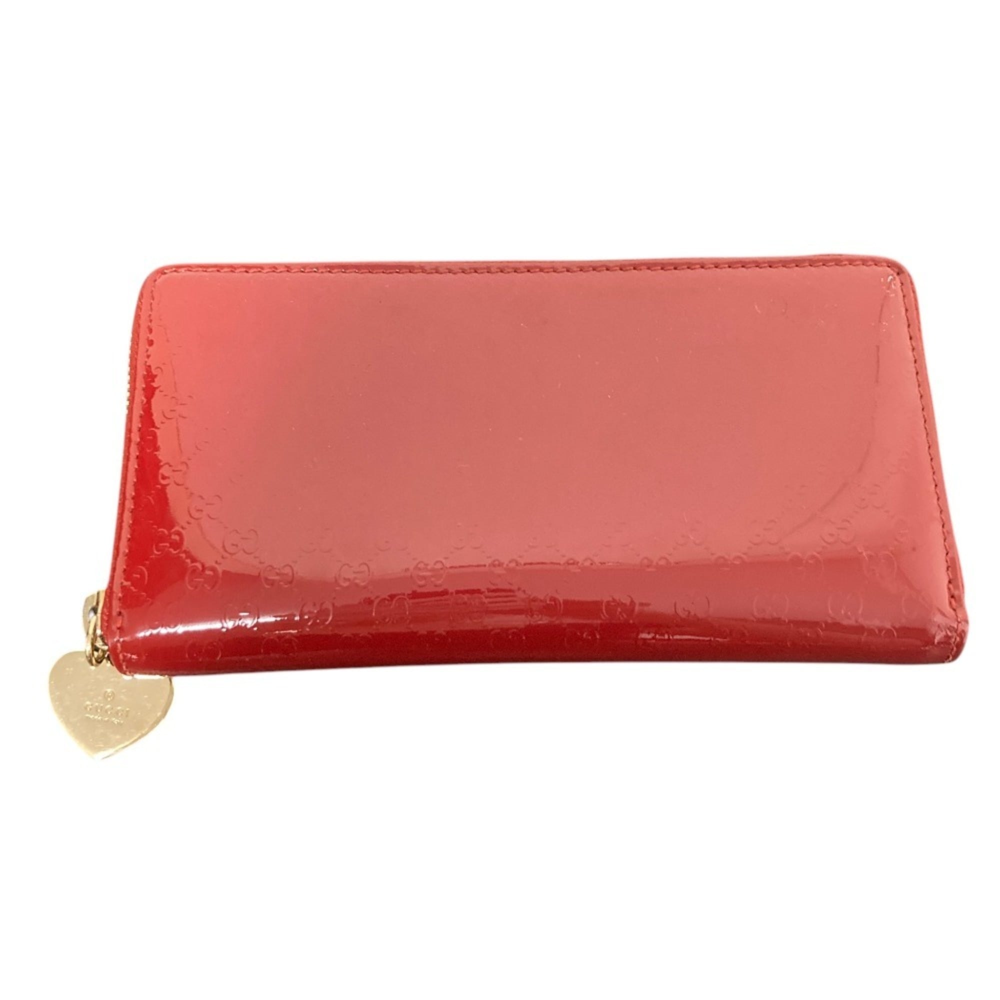 Gucci Red Color Patent Leather Long Wallet (Bi-Fold) (Pre-Owned)