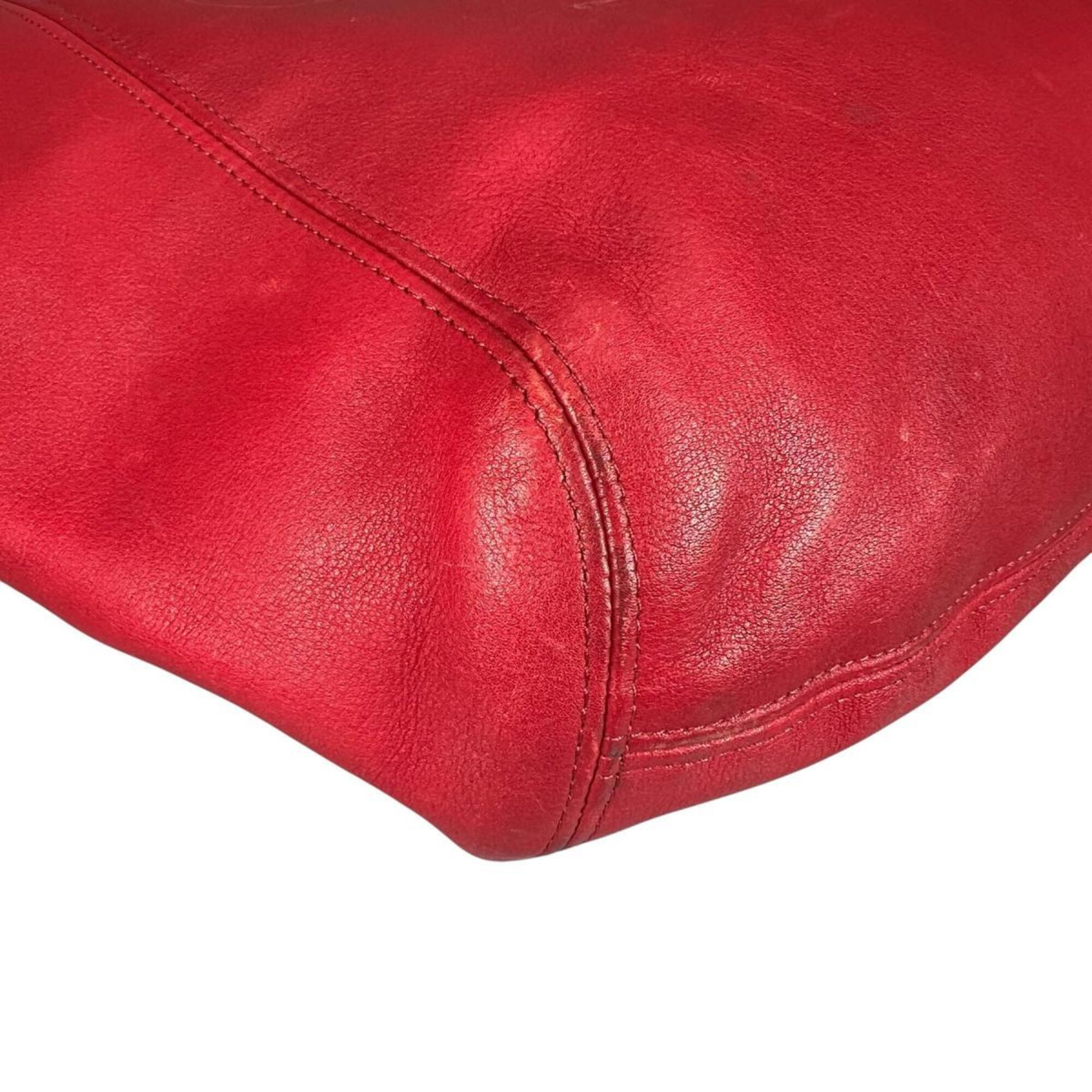 Coach Red Color Leather Handbag Tote Bag (Pre-Owned)