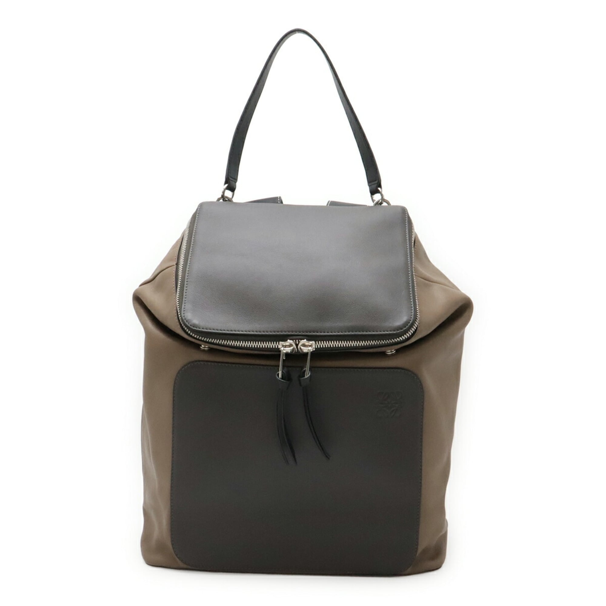 Loewe Black Brown Gray Leather Backpack (Pre-Owned)