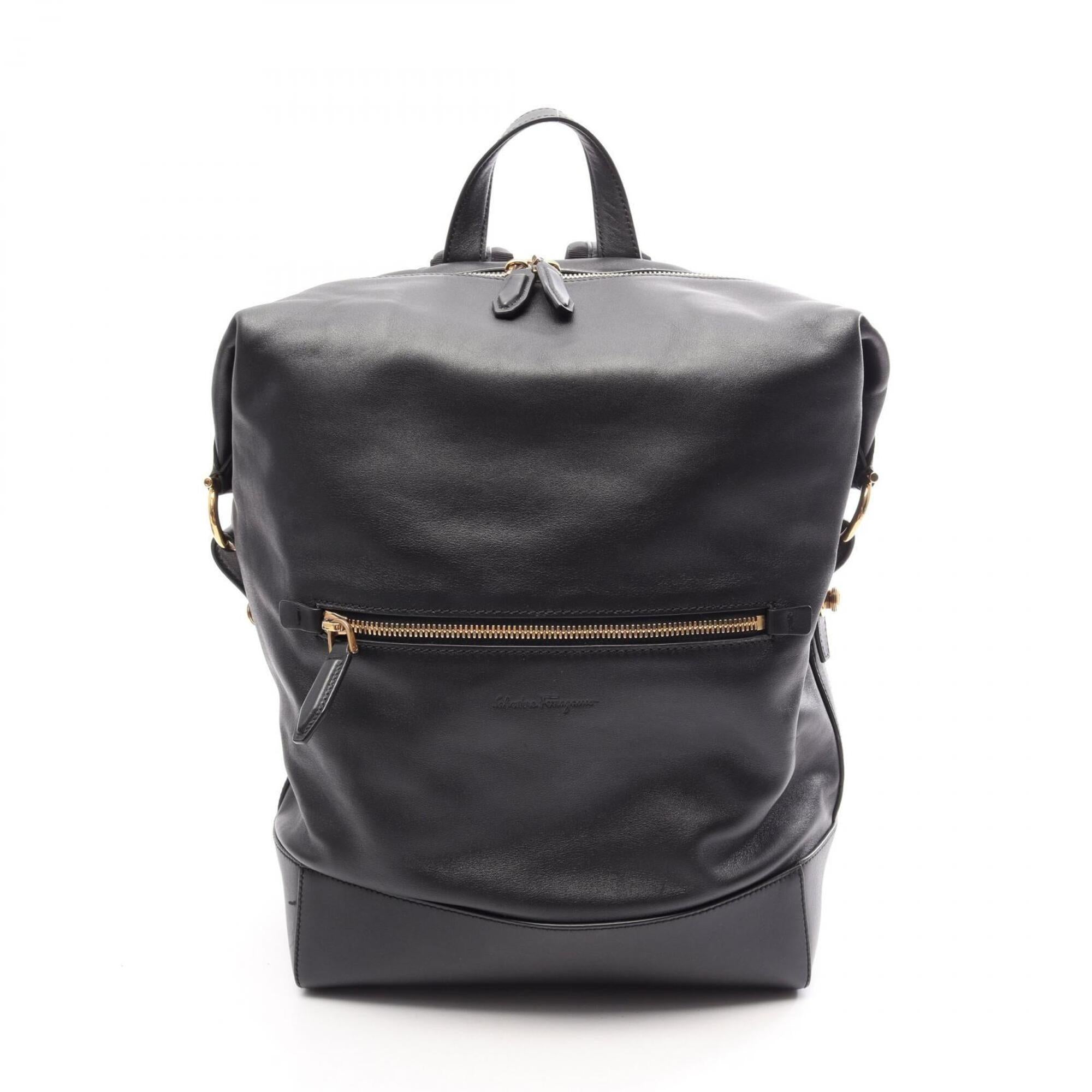 Salvatore Ferragamo Black Leather Backpack Handbag (Pre-Owned)