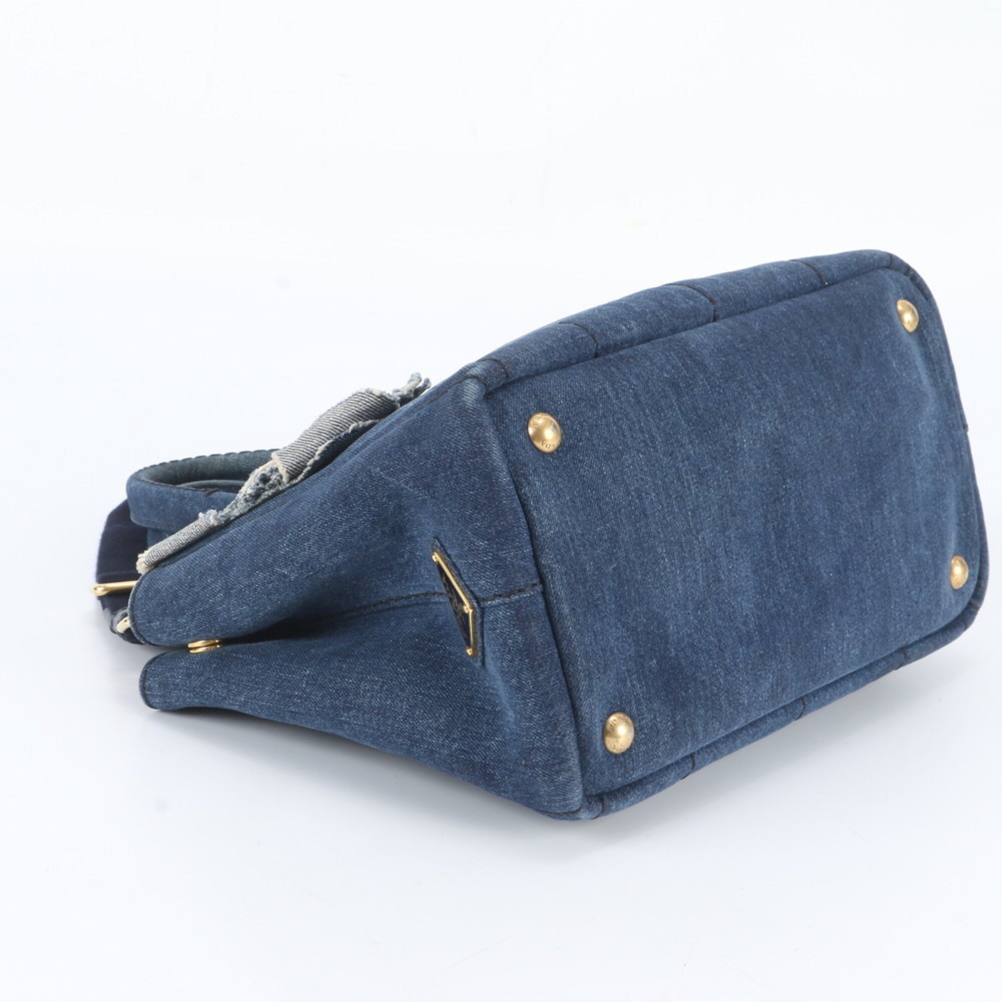 Prada Dark Blue Handbag Shoulder Bag Tote Bag (Pre-Owned)