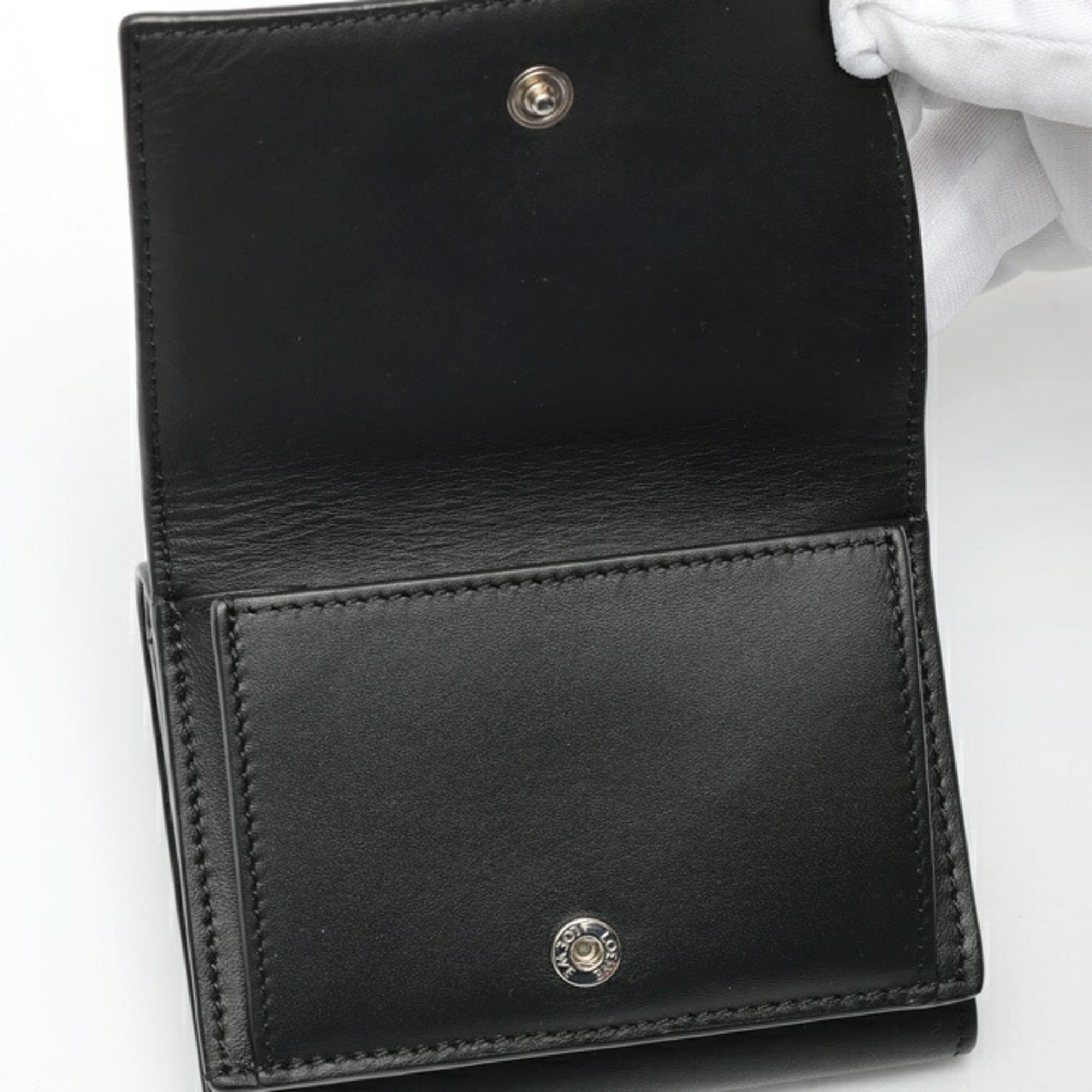 Loewe Black Satin Leather Wallet (Tri-Fold) (Pre-Owned)
