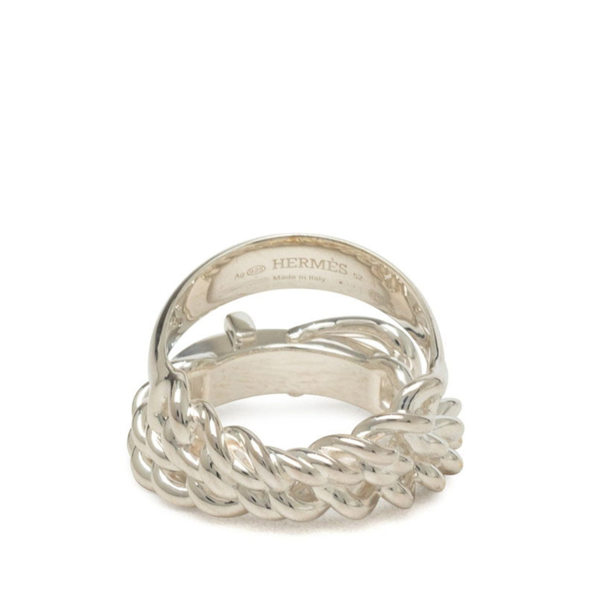 Hermes Silver 925 Band Ring (Pre-Owned)