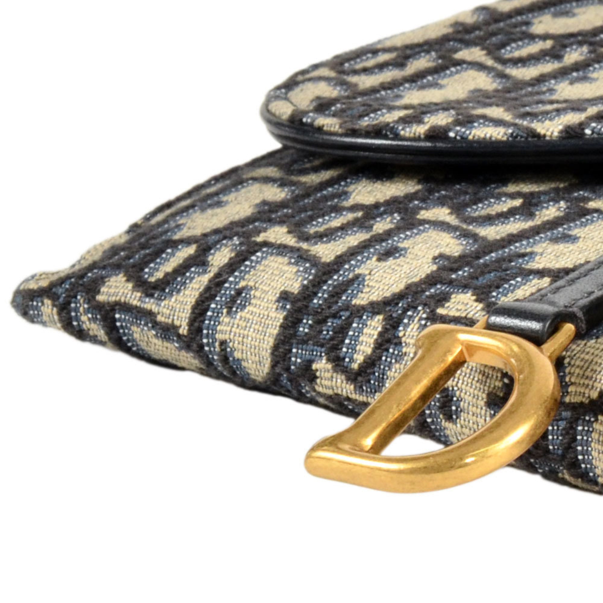 Christian Dior Blue Jacquard Chain/Shoulder Wallet (Pre-Owned)