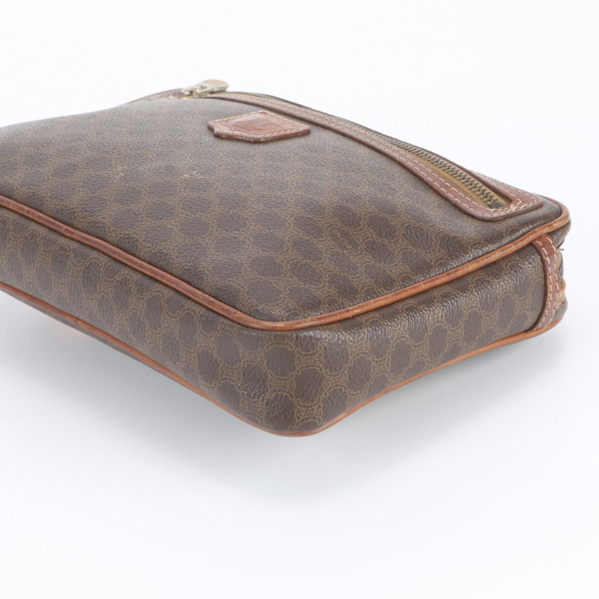 Celine Brown Leather Coated Canvas Clutch Bag Pouch (Pre-Owned)