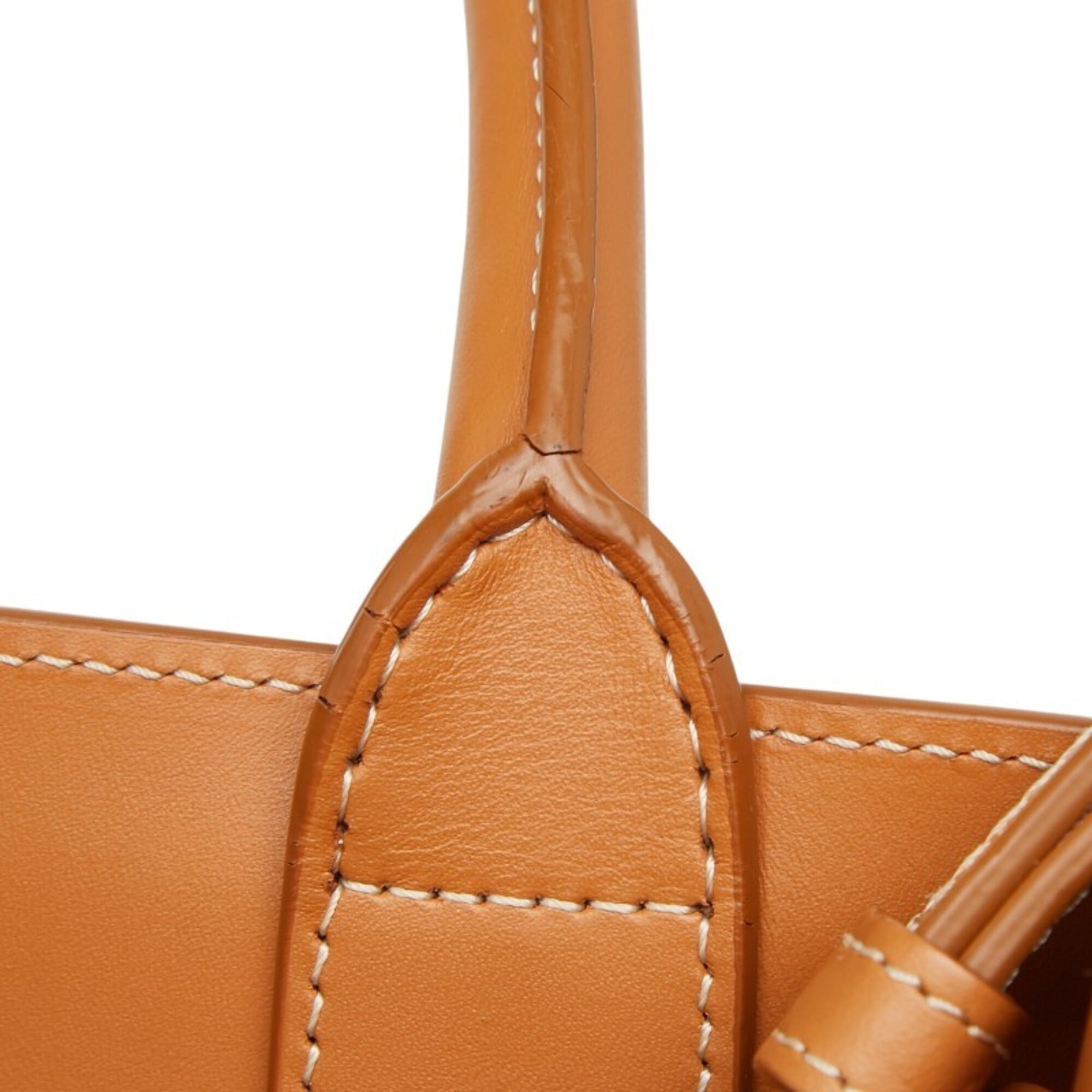 Celine Cabas Brown Ivory Canvas Leather Handbag Shoulder Bag (Pre-Owned)
