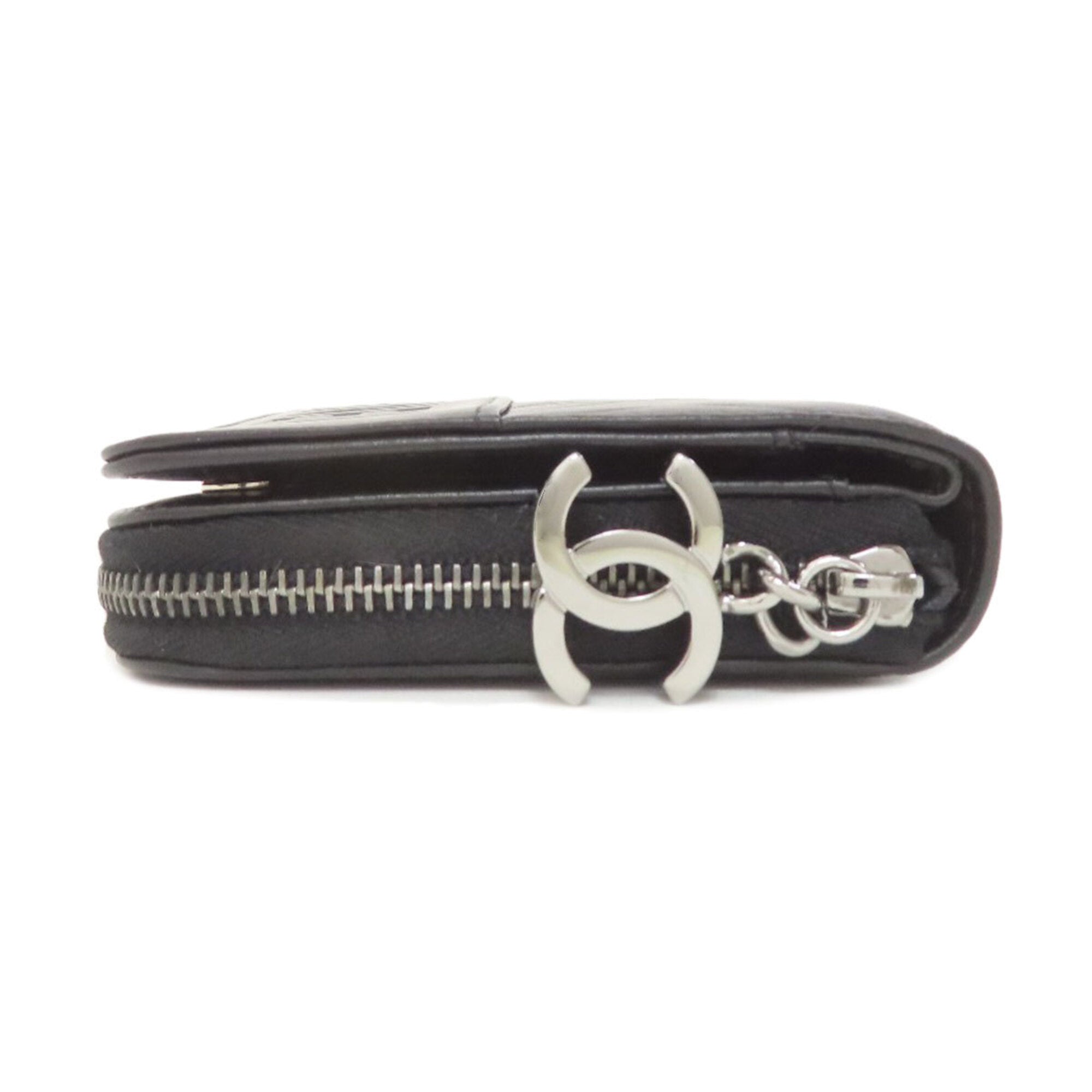 Chanel Black Leather Long Wallet (Bi-Fold) (Pre-Owned)