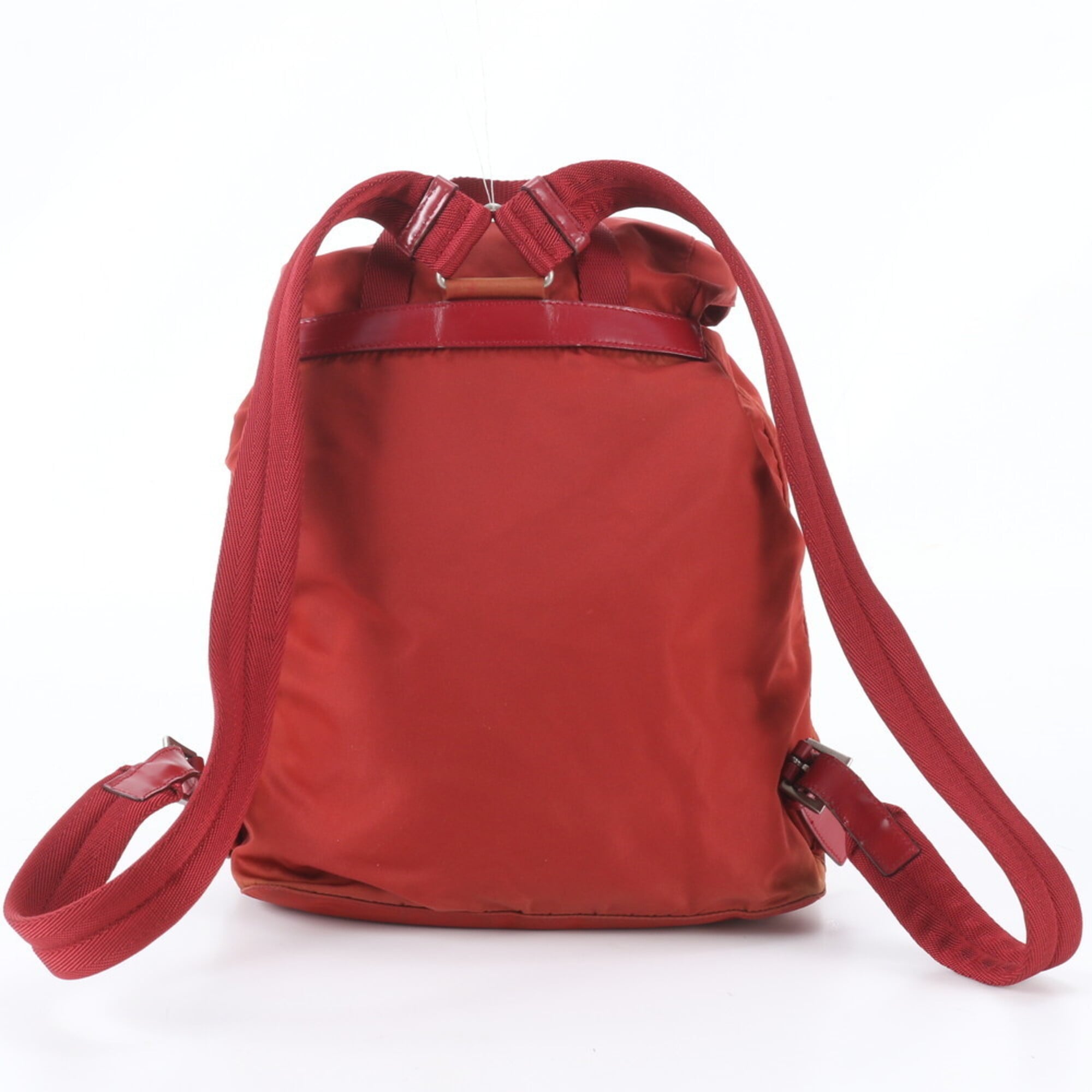 Prada Red Color Nylon Leather Backpack (Pre-Owned)