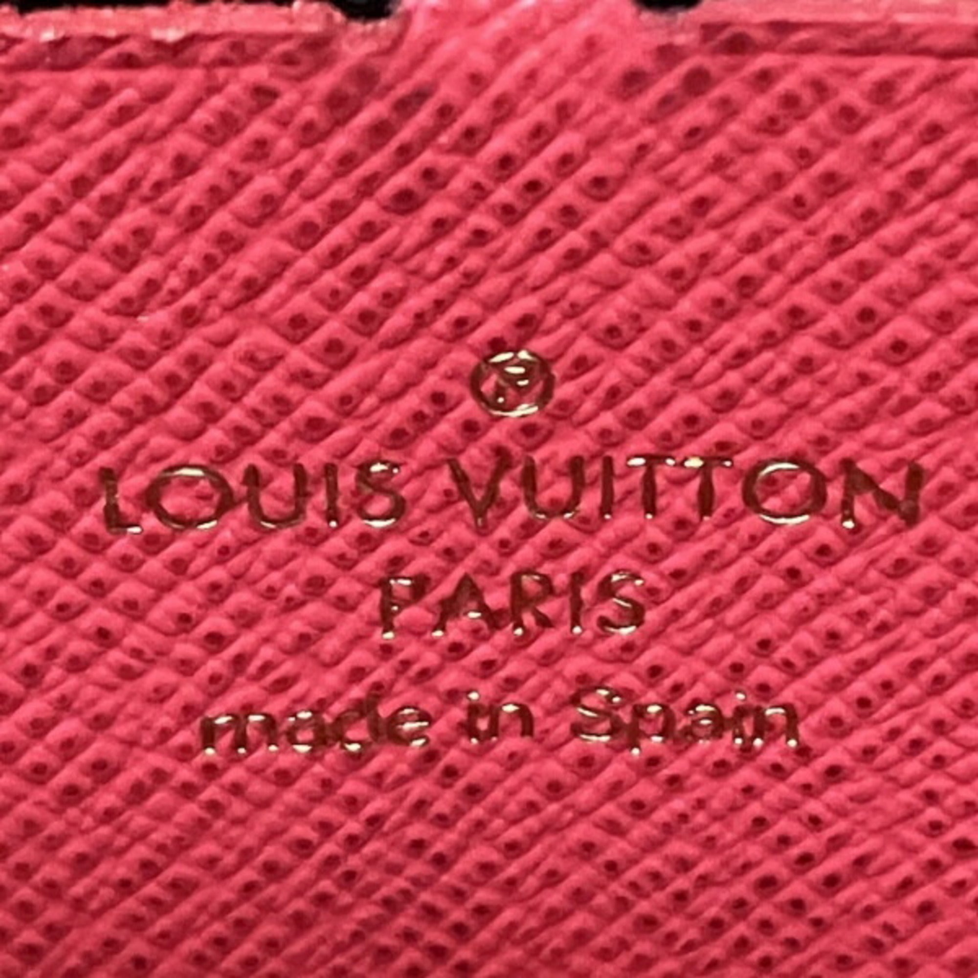 Louis Vuitton Brown Monogram Orange Red Color Long Wallet (Bi-Fold) (Pre-Owned)
